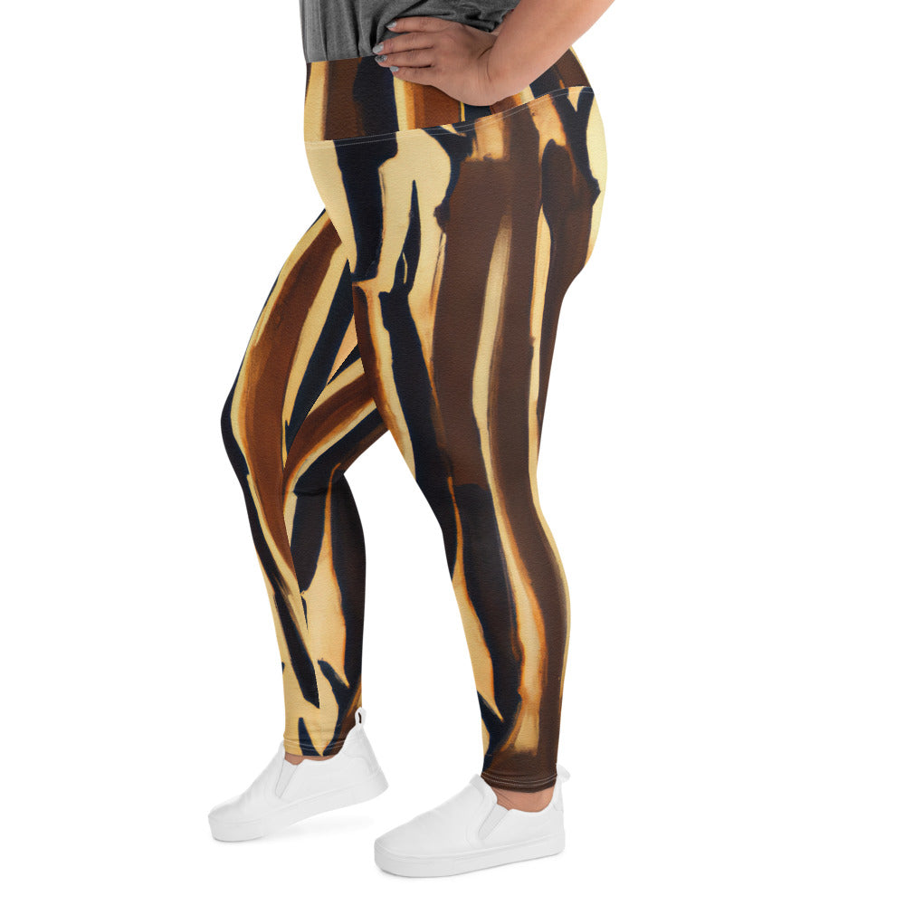 Womens Plus Size Fitness Leggings with Zorse Lines geometric print, showcasing a comfortable fit and high waistband.