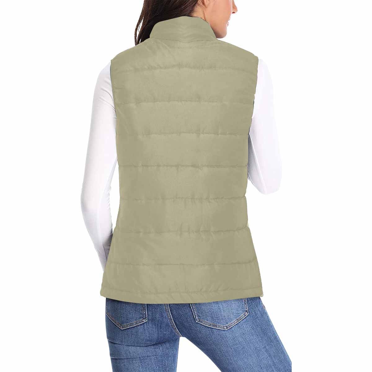 Women's Puffer Vest Jacket in Dark Sage Green, featuring a quilted design and zipper closure, ideal for layering in cooler weather.