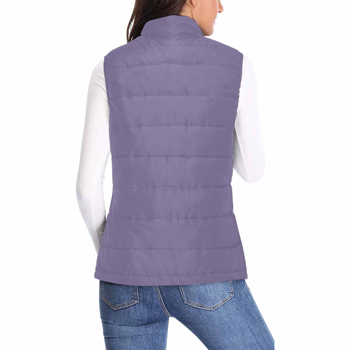 Women's Puffer Vest Jacket in Purple Haze, featuring a quilted design, zipper closure, and large pockets, perfect for stylish warmth.