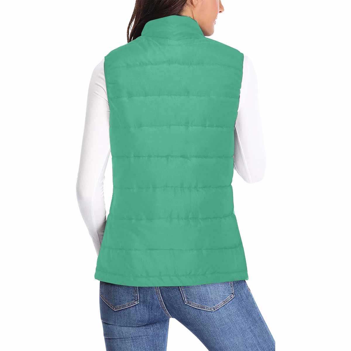 Women's Puffer Vest Jacket in Spearmint Green, featuring a quilted design and zipper closure, perfect for layering in cold weather.