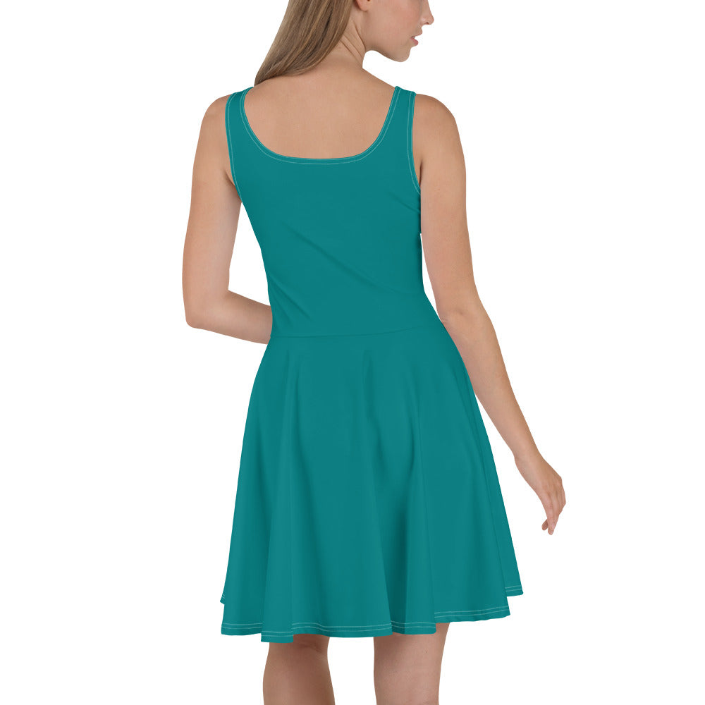 A stylish Women's Skater Dress in Dark Teal Green featuring a flattering A-line silhouette and sleeveless design, perfect for various occasions.