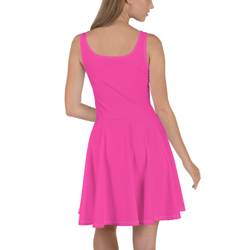 A stylish Women's Skater Dress featuring a sleeveless design, flared mid-thigh skirt, and vibrant fabric patterns.