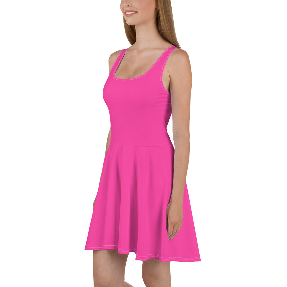 A stylish Women's Skater Dress featuring a sleeveless design, flared mid-thigh skirt, and vibrant fabric patterns.