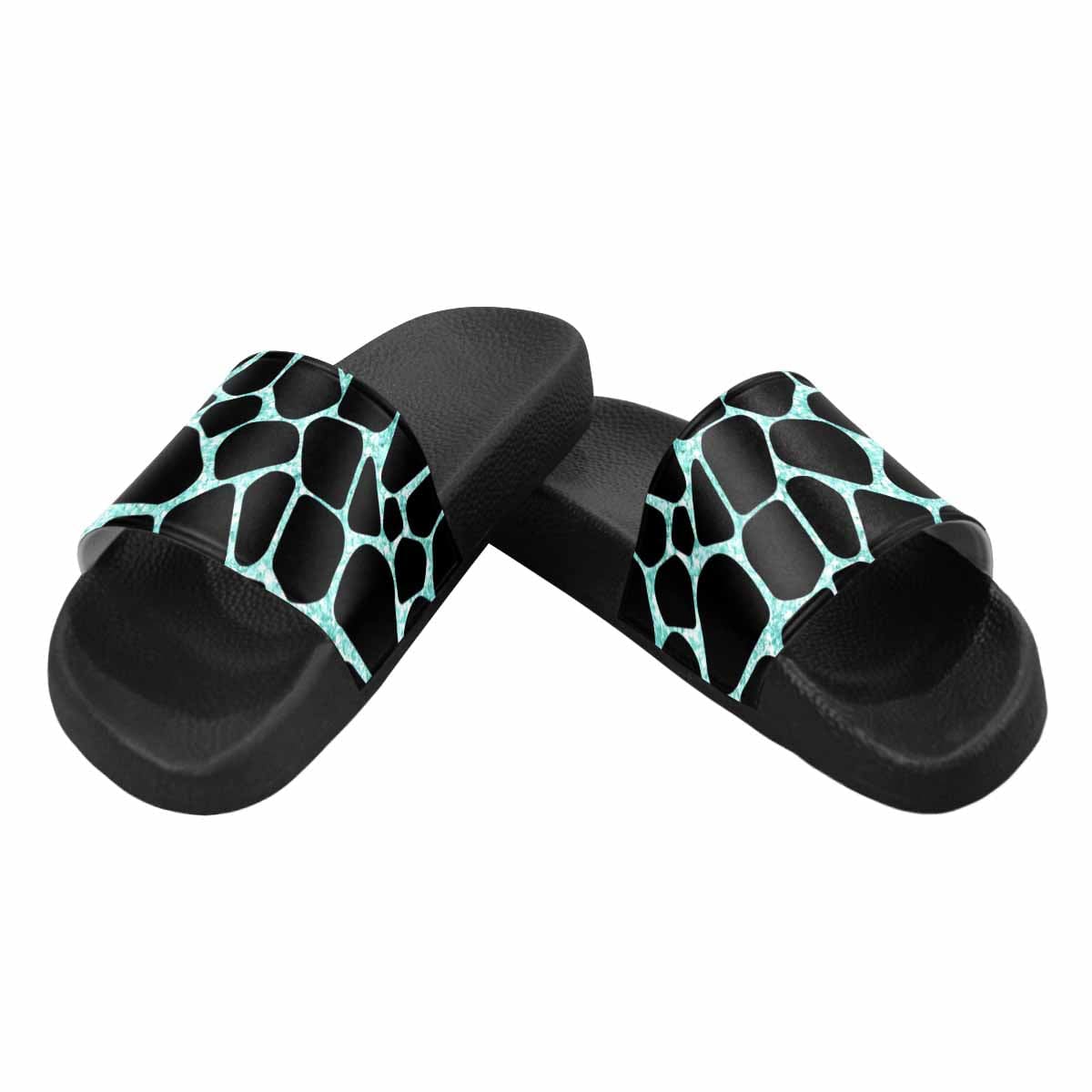 A pair of stylish women's slide sandals featuring soft PVC straps and a durable sole, perfect for casual wear.