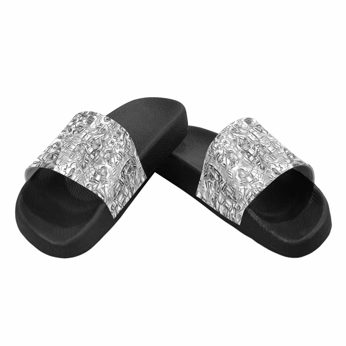 A pair of stylish Womens Slide Sandals featuring lightweight PVC straps and a comfortable sole, perfect for casual wear.