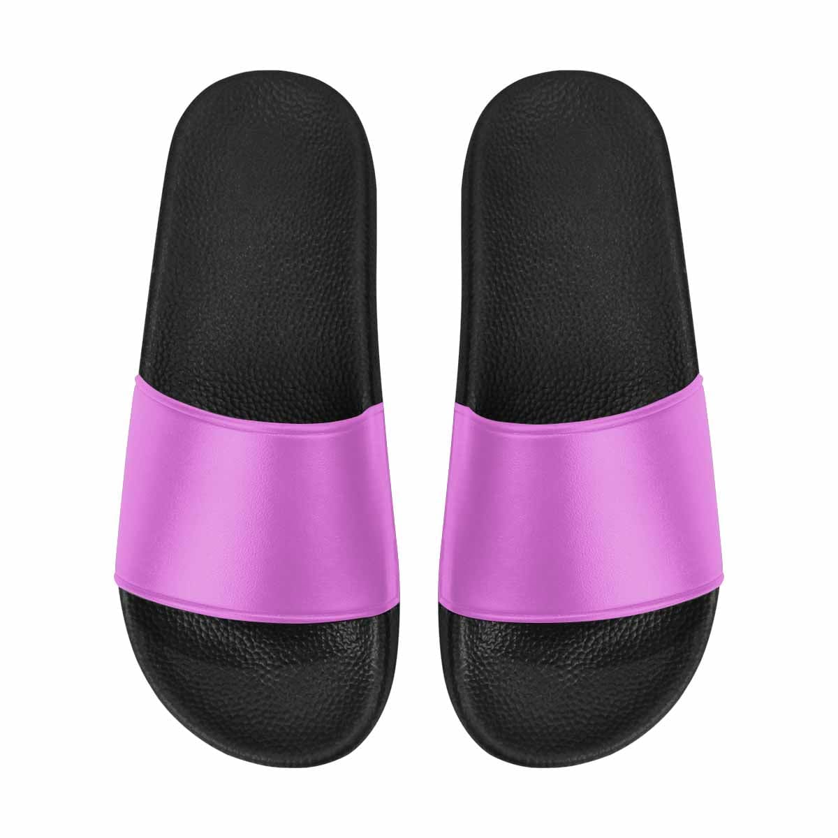 A pair of stylish women's slide sandals in orchid purple, featuring soft PVC straps and a comfortable sole, perfect for casual wear.