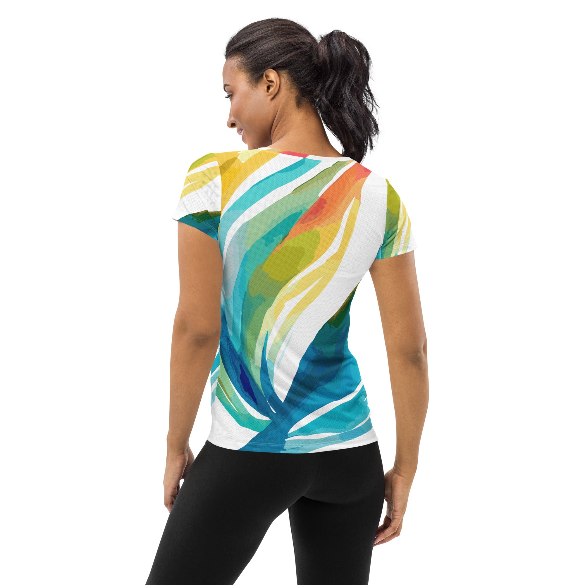 Women's Stretch Fit Athletic Sports T-shirt featuring Strength and Courage design, crafted from soft stretch fabric for comfort and performance.