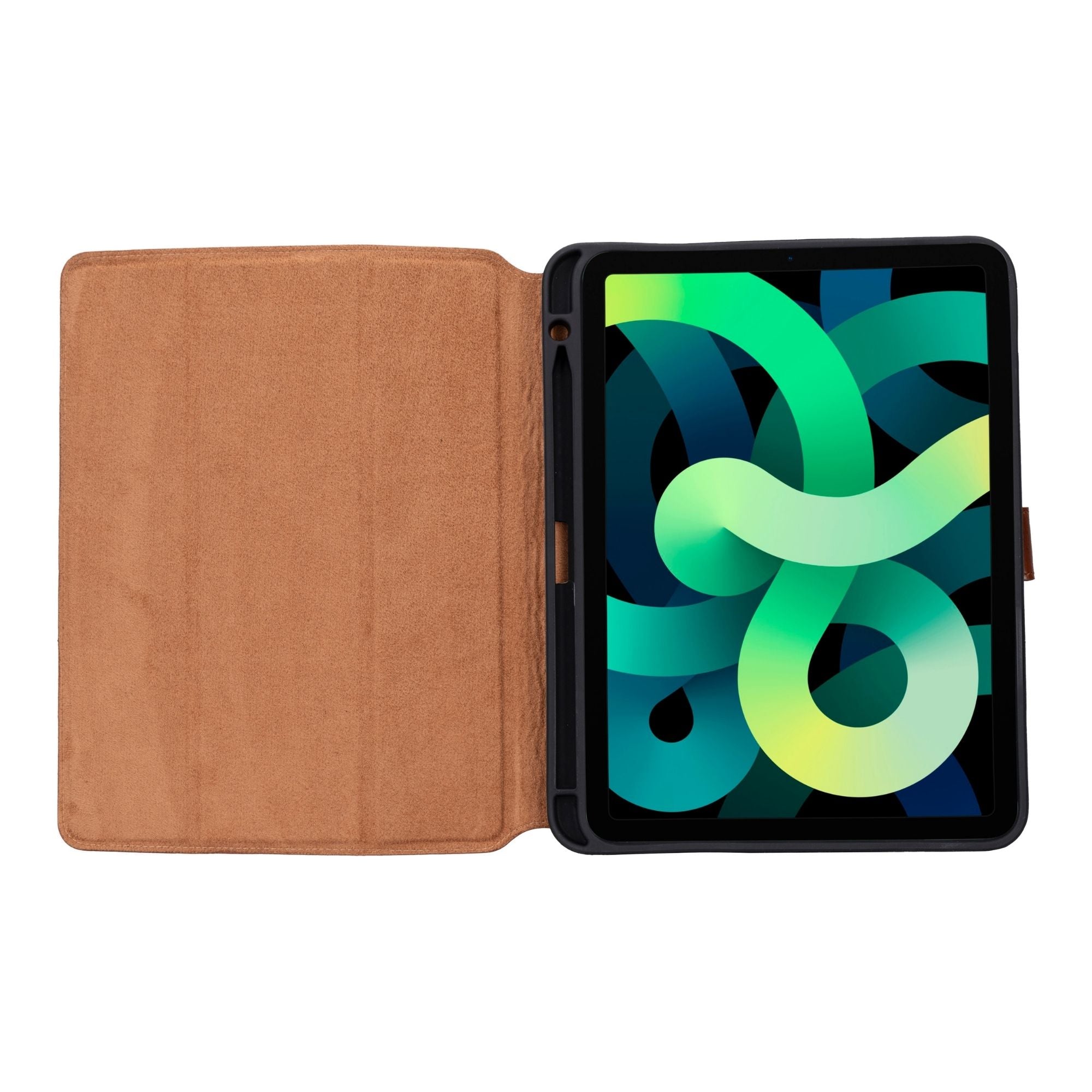 Worland Leather Case for iPad 10.9-Inch, showcasing genuine calf leather exterior and soft suede interior.