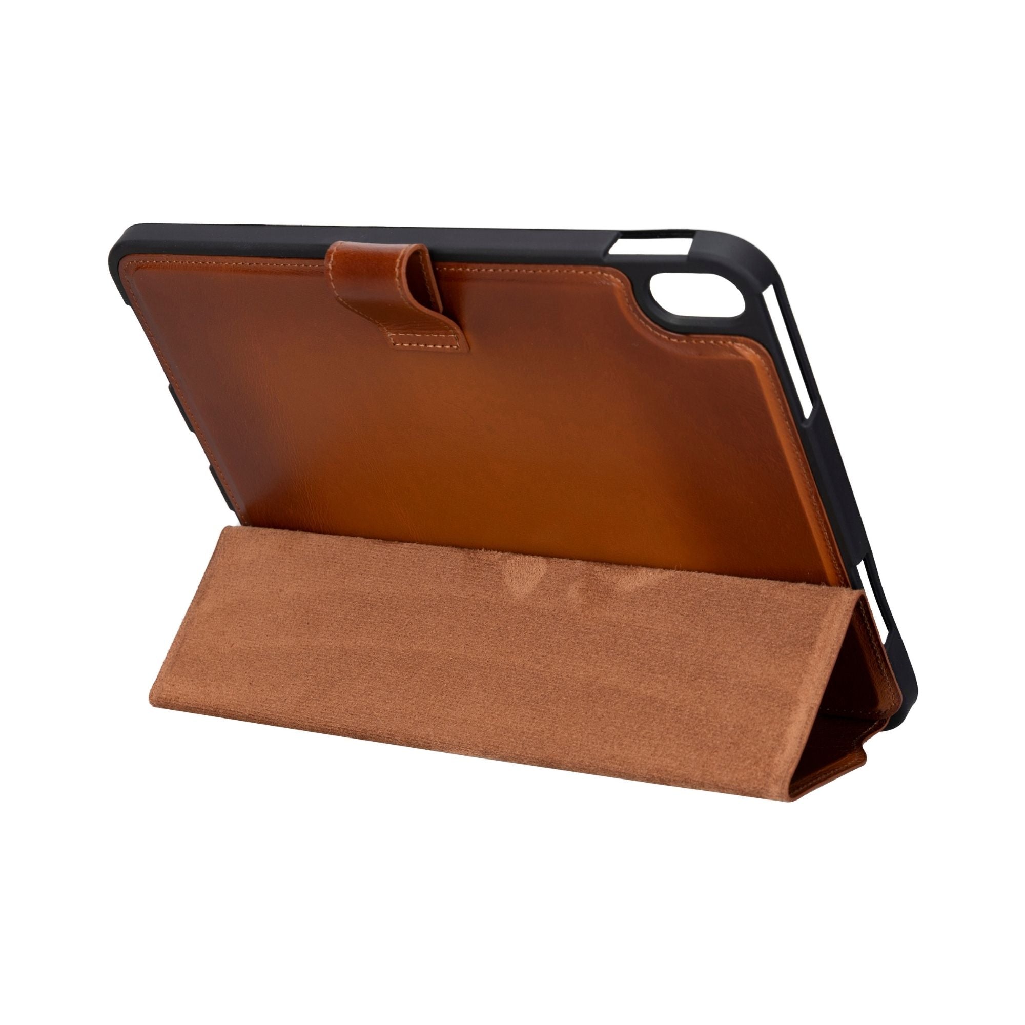 Worland Leather Case for iPad 10.9-Inch, showcasing genuine calf leather exterior and soft suede interior.