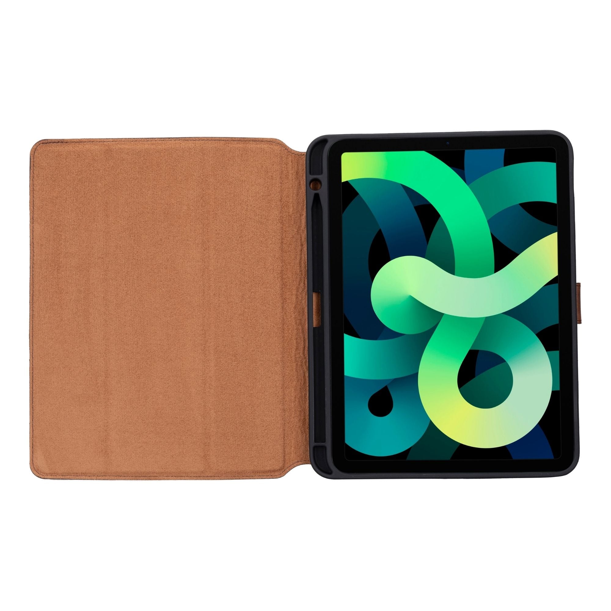 Worland Leather Case for iPad 10.9-Inch, showcasing genuine calf leather exterior and soft suede interior.