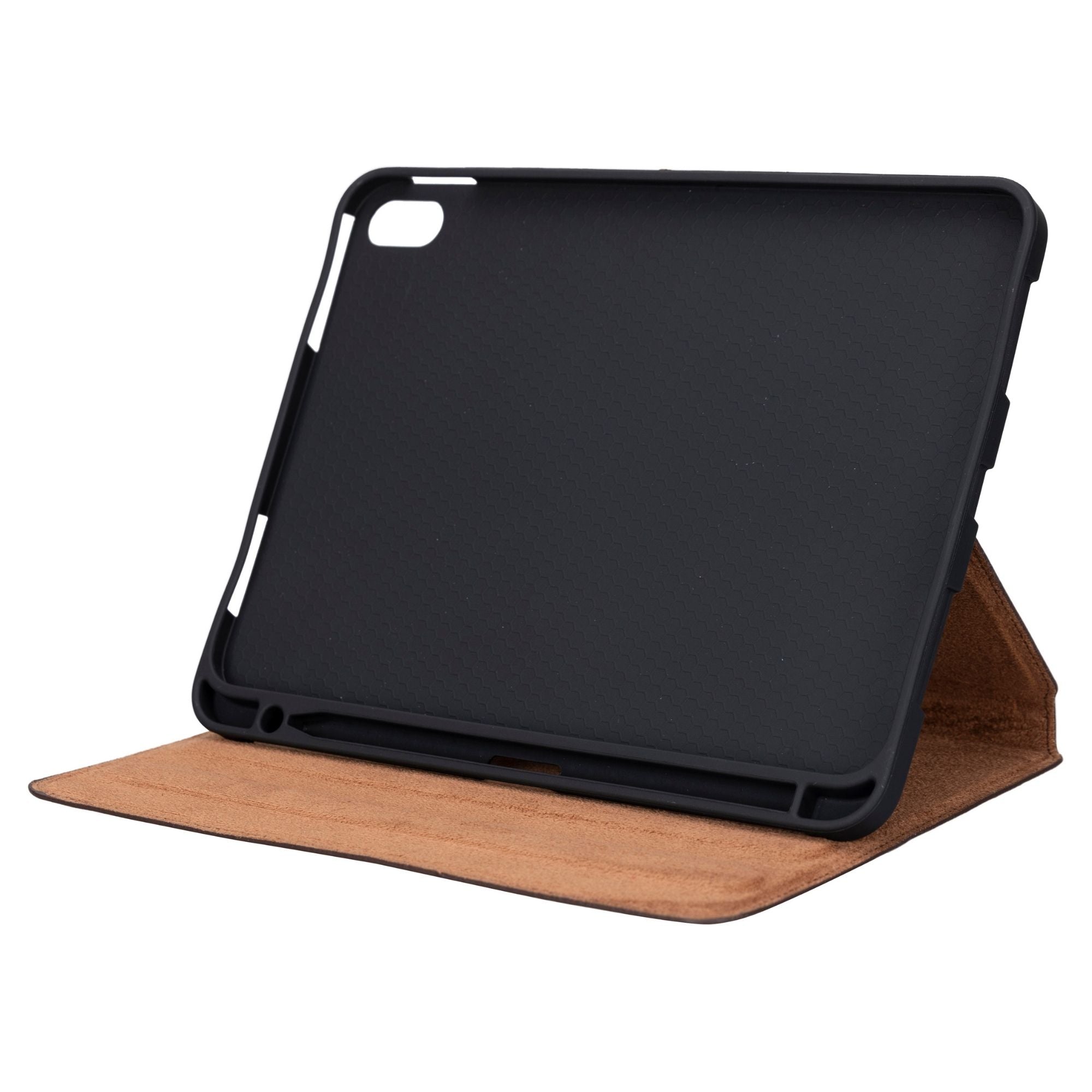 Worland Leather Case for iPad 10.9-Inch, showcasing genuine calf leather exterior and soft suede interior.