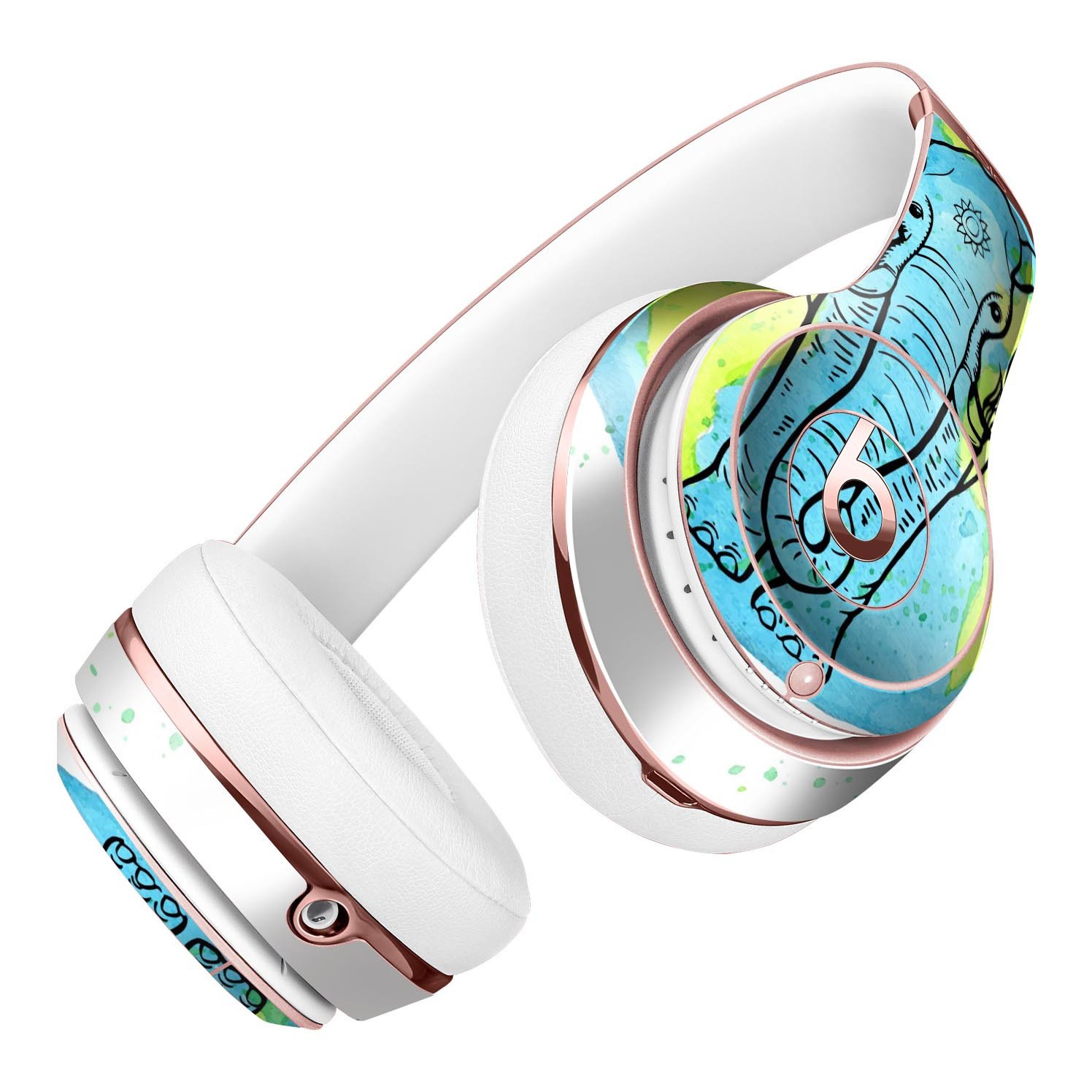 Worldwide Sacred Elephant Full-Body Skin Kit for Beats by Dre Solo 3 Wireless Headphones, showcasing vibrant elephant design on premium vinyl.