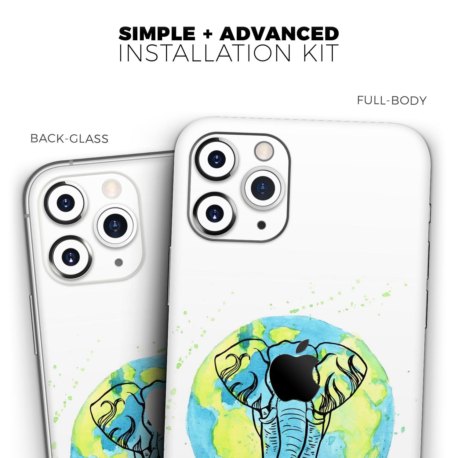 Worldwide Sacred Elephant Skin-Kit for Apple iPhone, showcasing intricate elephant design on a sleek vinyl surface.