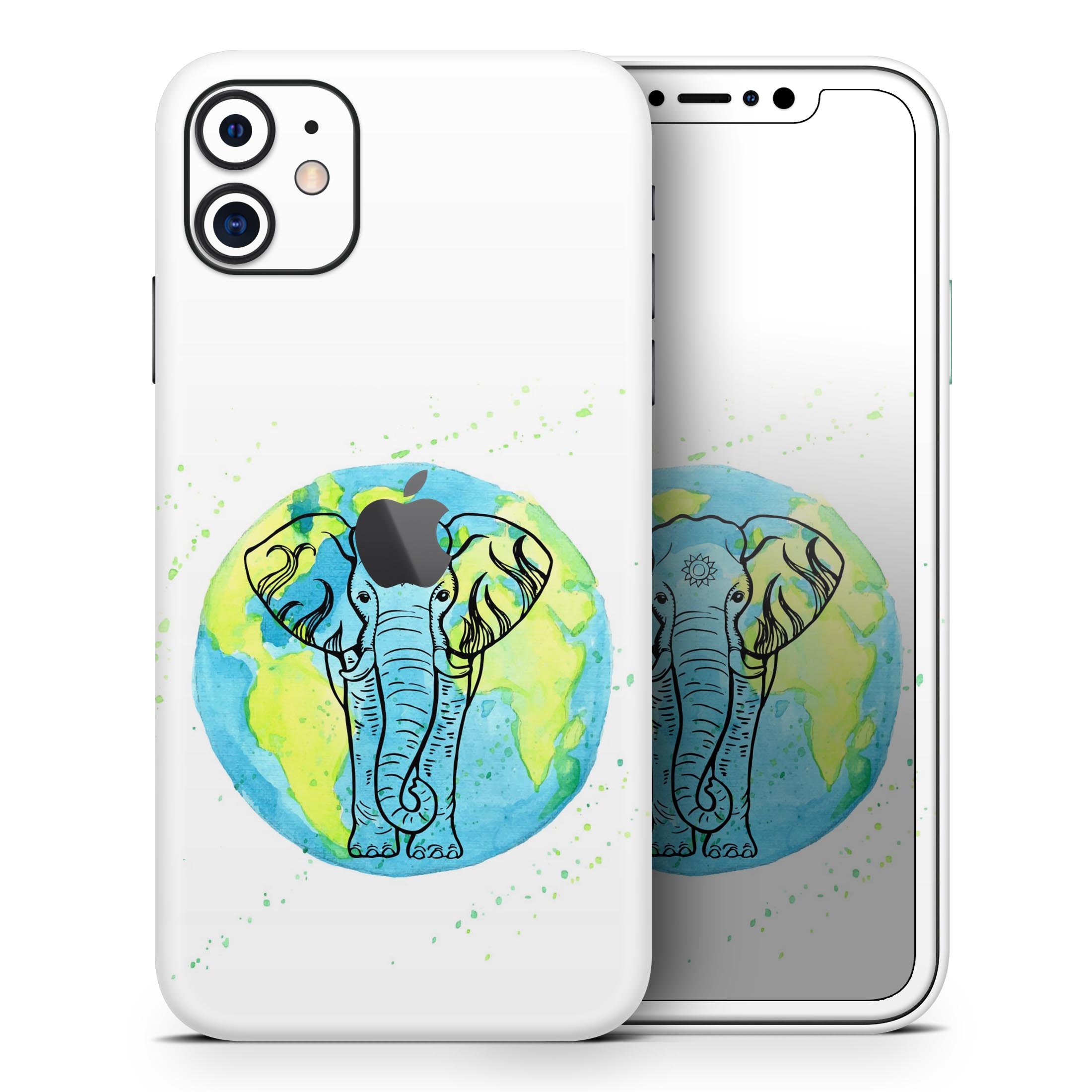 Worldwide Sacred Elephant Skin-Kit for Apple iPhone, showcasing intricate elephant design on a sleek vinyl surface.