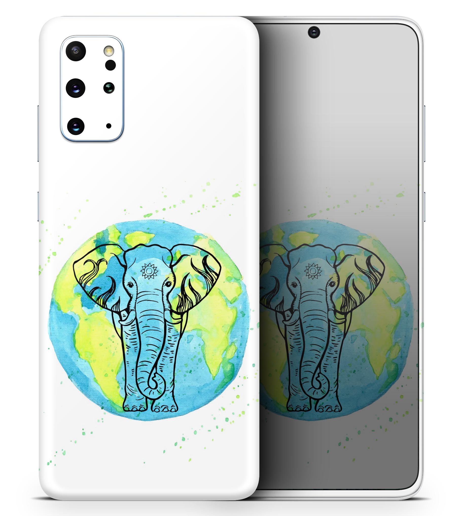 Worldwide Sacred Elephant Skin-Kit for Samsung Galaxy S-Series, showcasing vibrant design and premium vinyl material.