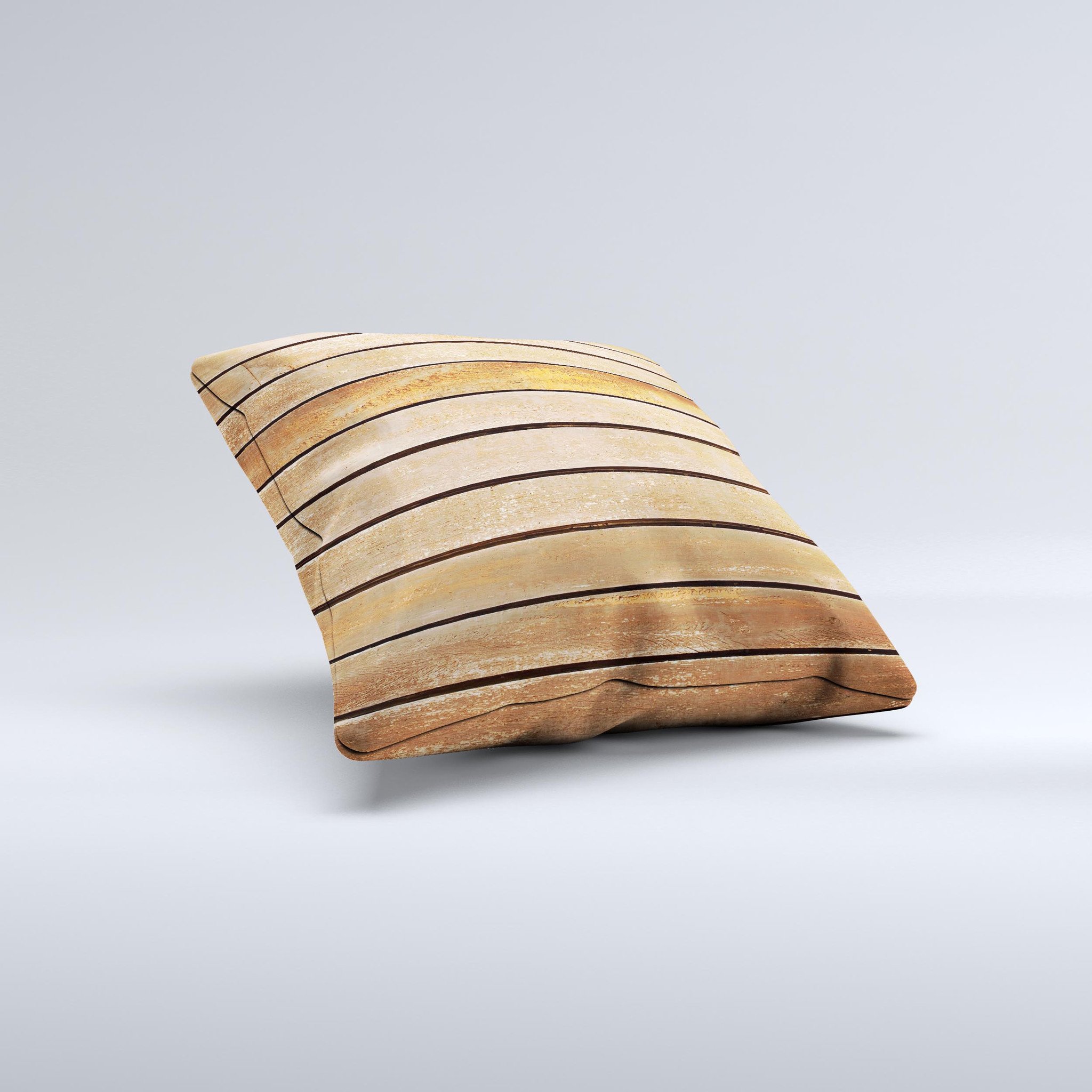 Worn Wooden Panks ink-Fuzed Decorative Throw Pillow showcasing unique handcrafted design and high-quality fabric.