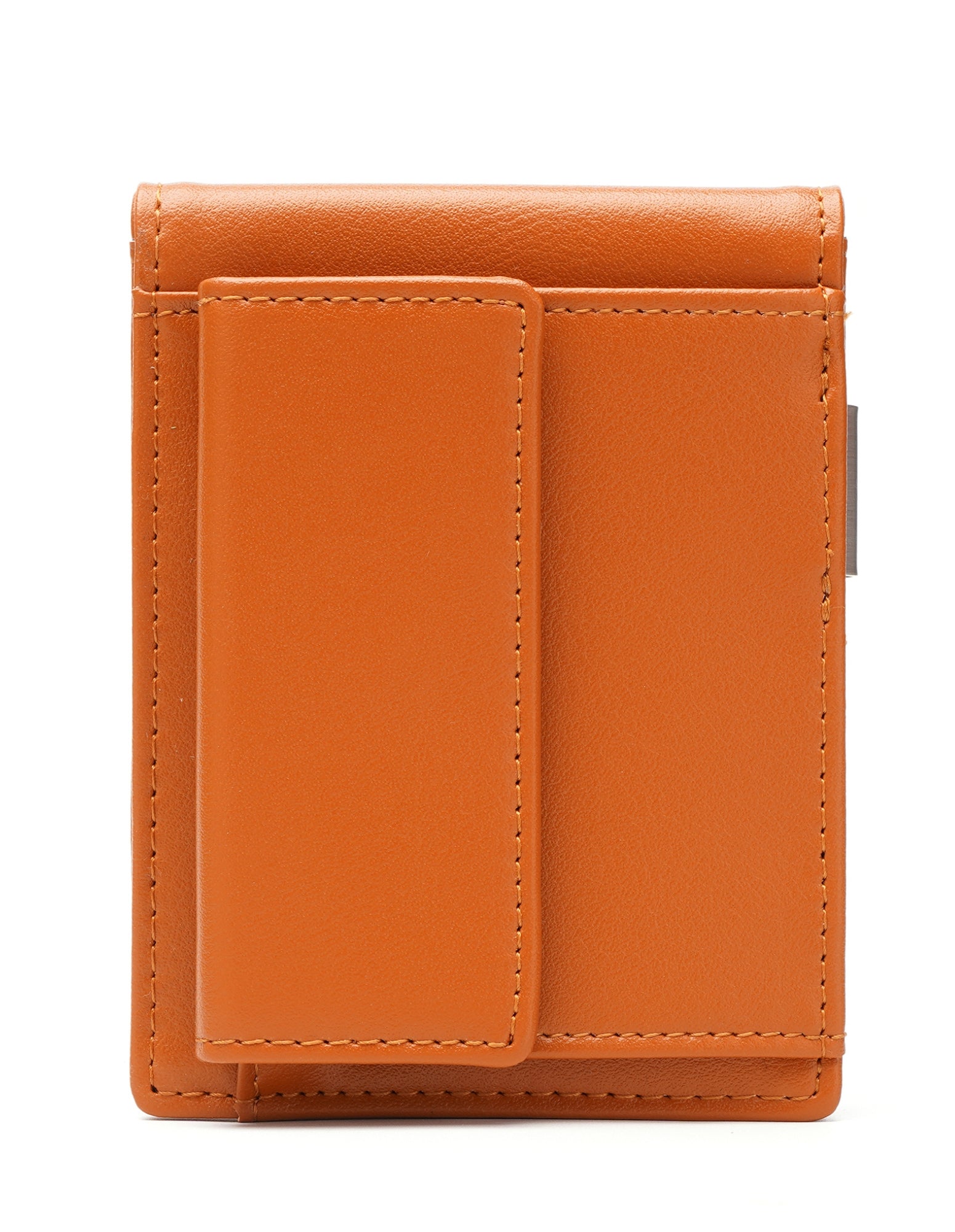 YAMBA Wallet I Tan made from high-quality vegan leather, featuring a slim bifold design with card slots, money clip, and coin pocket.