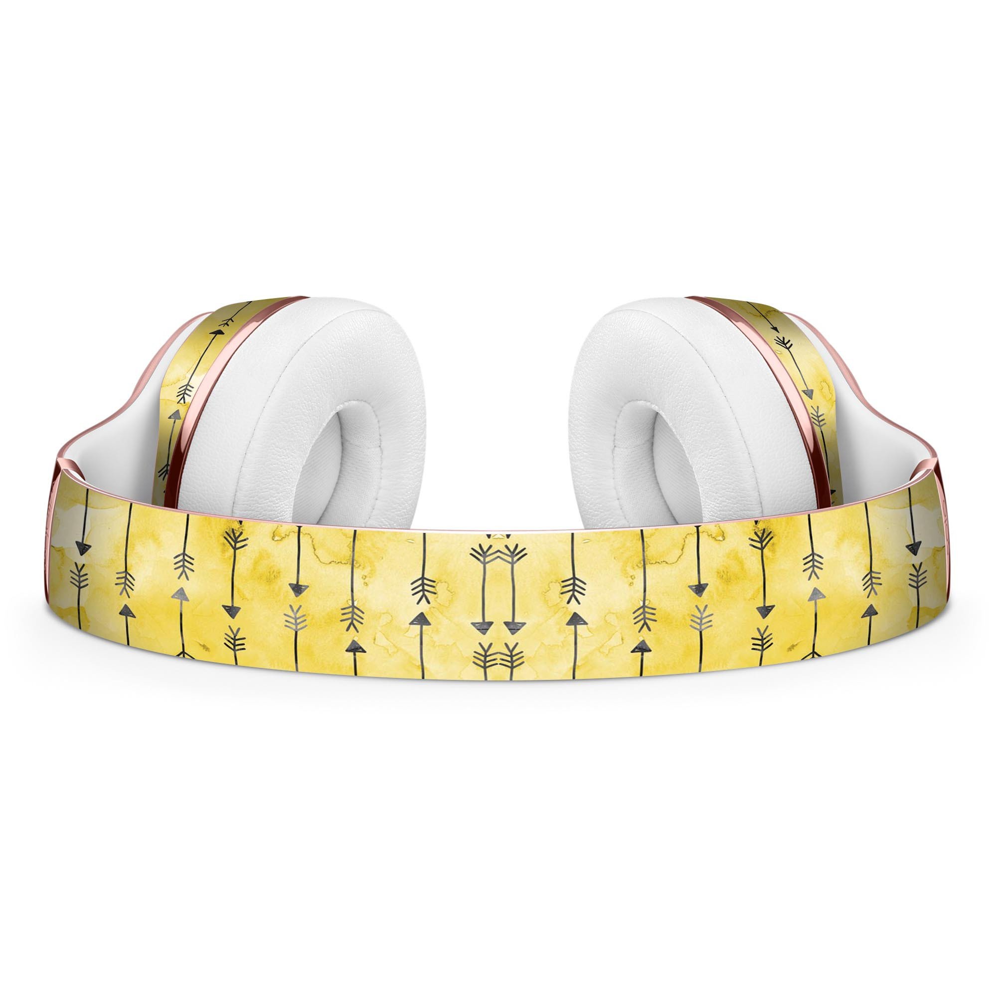 Yellow and Black Tribal Arrow Pattern Skin Kit for Beats by Dre Solo 3 Wireless Headphones, showcasing vibrant tribal design.