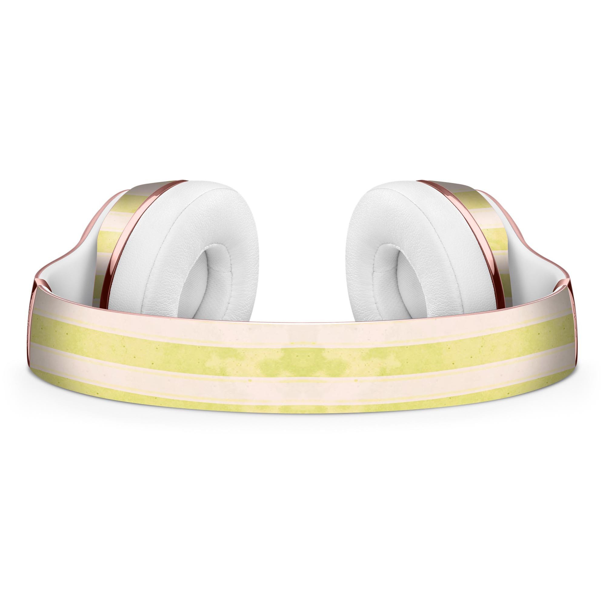 Yellow and white vertical stripes skin kit for Beats by Dre Solo 3 Wireless Headphones, showcasing vibrant design and premium vinyl material.