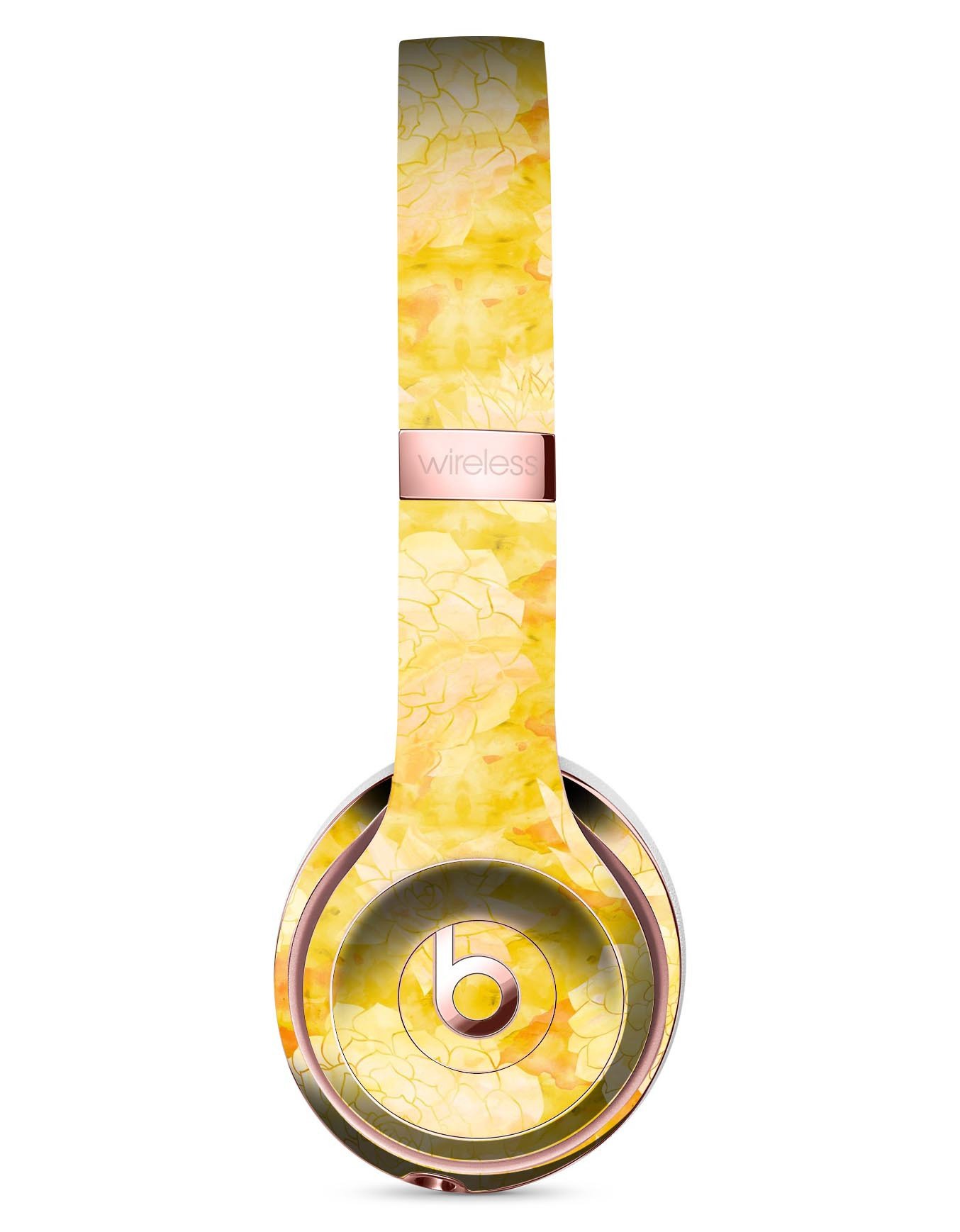 Yellow Floral Succulents Skin Kit for Beats by Dre Solo 3 Wireless Headphones, showcasing vibrant floral design and premium vinyl material.