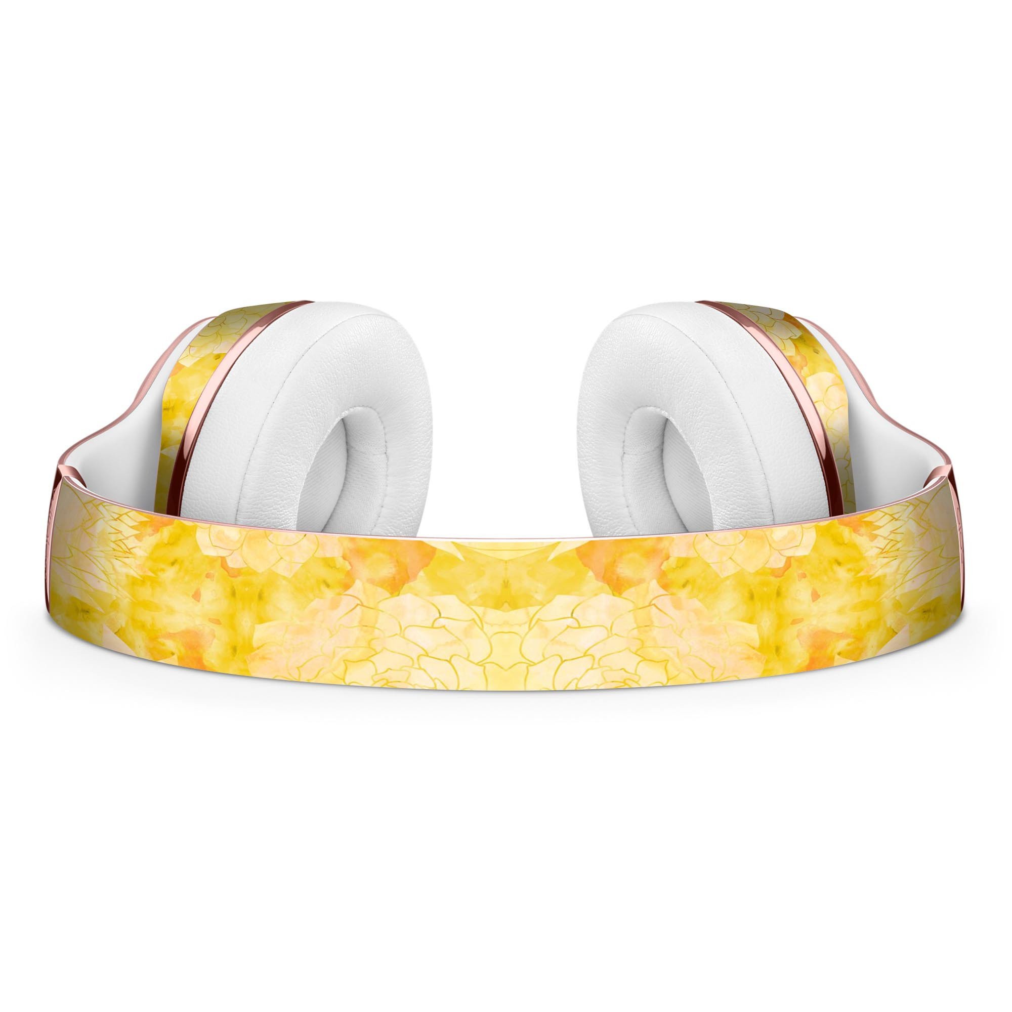 Yellow Floral Succulents Skin Kit for Beats by Dre Solo 3 Wireless Headphones, showcasing vibrant floral design and premium vinyl material.