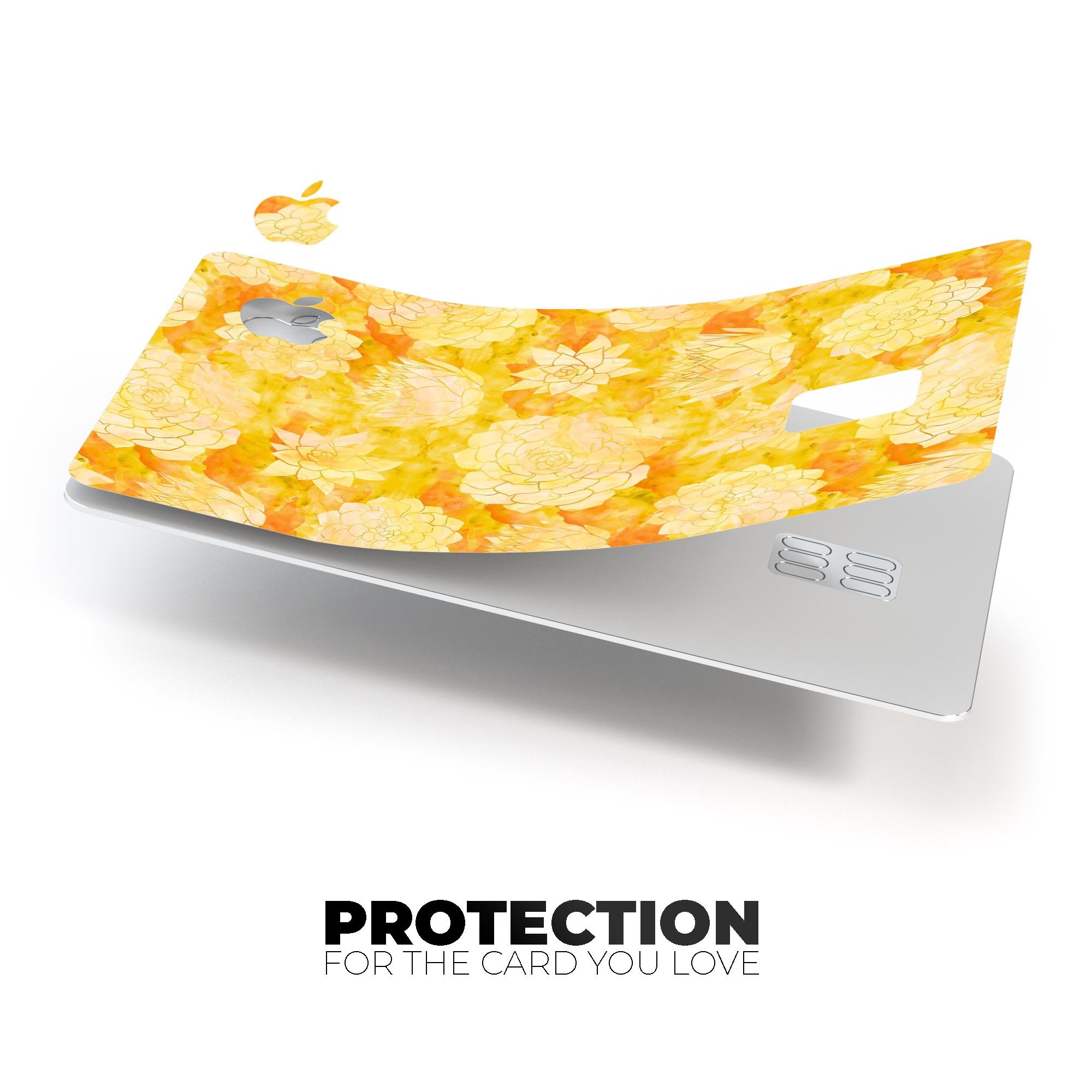 Yellow Floral Succulents decal skin for Apple Card, showcasing vibrant floral design on premium vinyl.