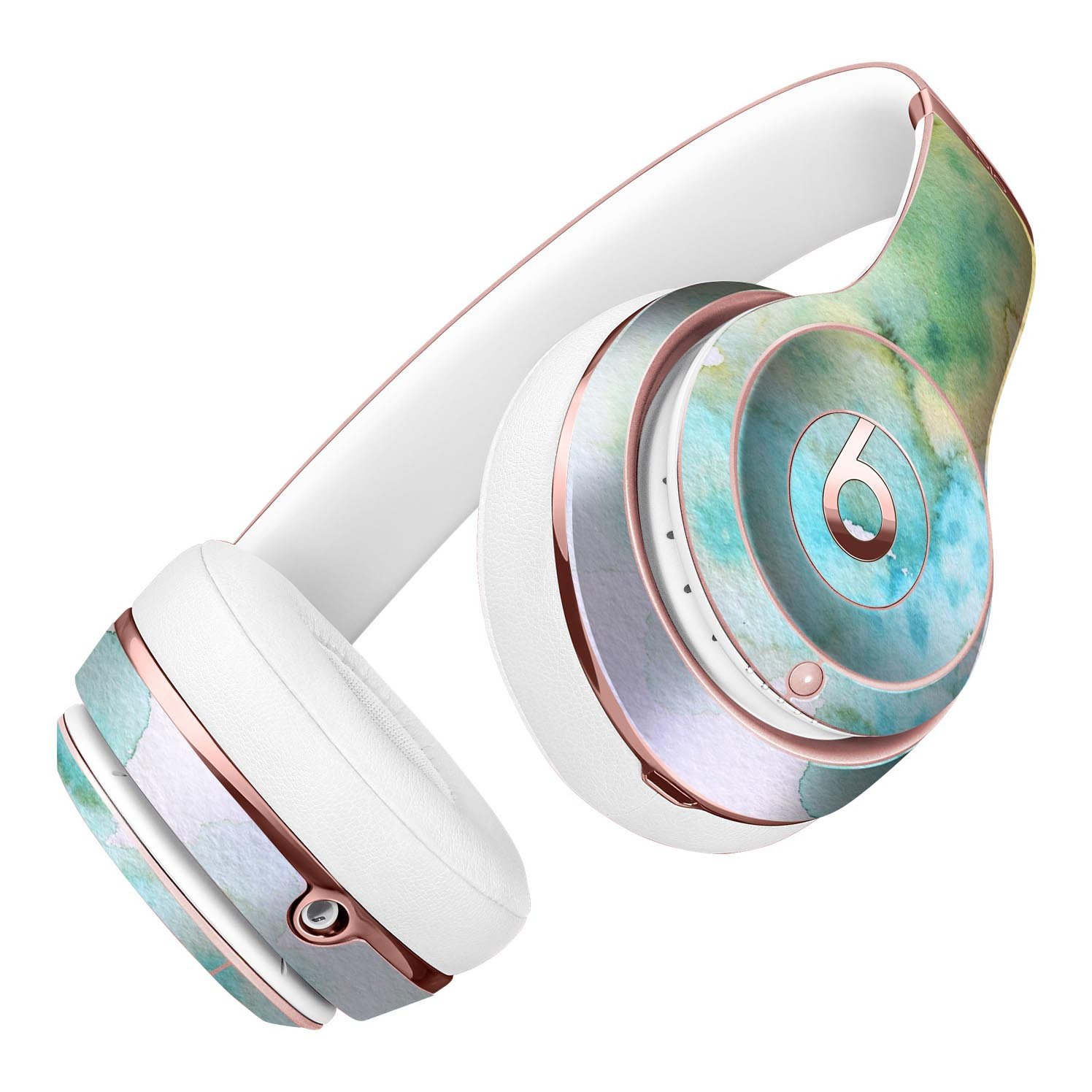 Yellow Green 197 Absorbed Watercolor Texture Skin Kit for Beats by Dre Solo 3 Wireless Headphones, showcasing vibrant colors and design.