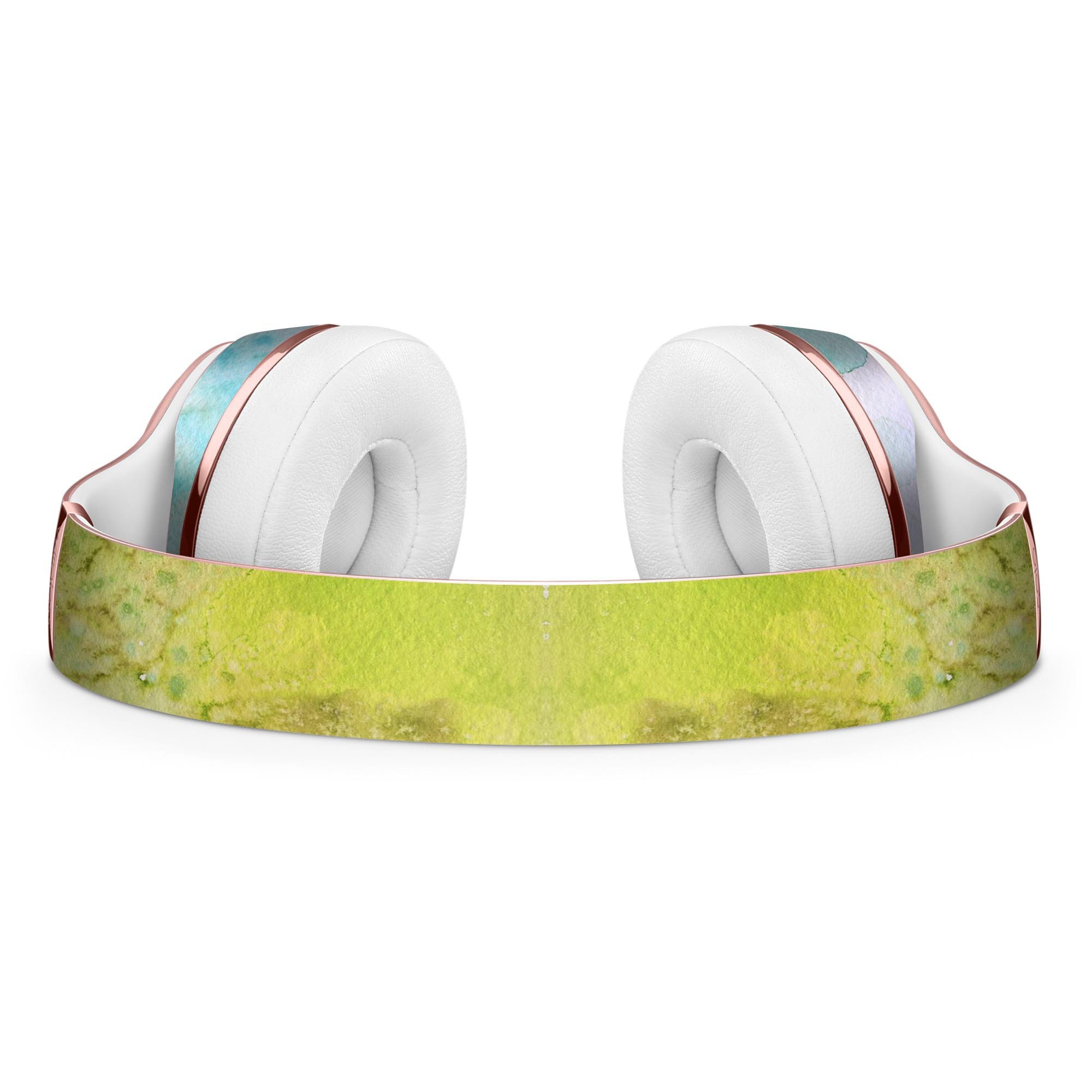 Yellow Green 197 Absorbed Watercolor Texture Skin Kit for Beats by Dre Solo 3 Wireless Headphones, showcasing vibrant colors and design.