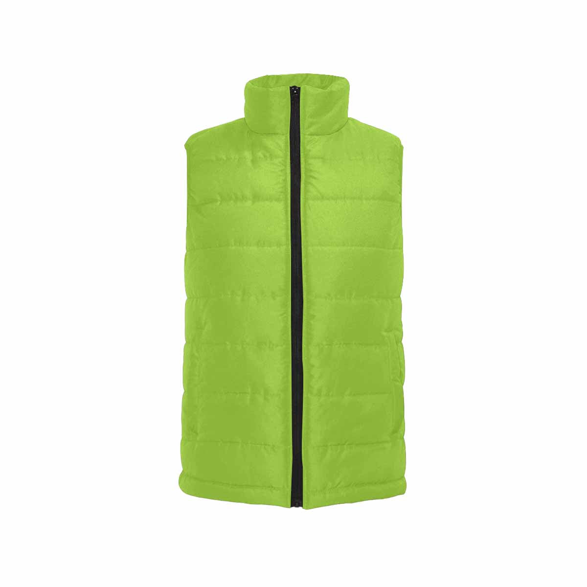 Yellow Green Men's Padded Vest featuring a quilted bomber design and zipper closure, perfect for layering and warmth.