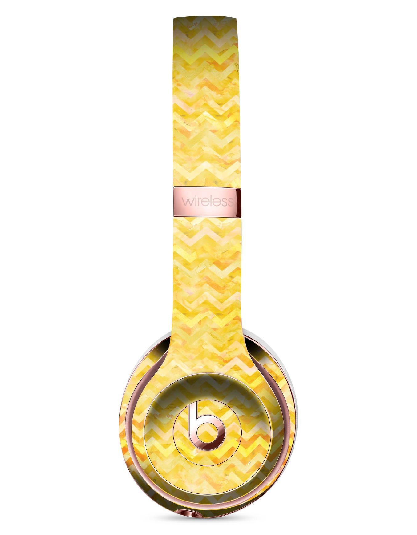 Yellow Multi Watercolor Chevron Full-Body Skin Kit designed for Beats by Dre Solo 3 Wireless Headphones, showcasing vibrant colors and unique pattern.