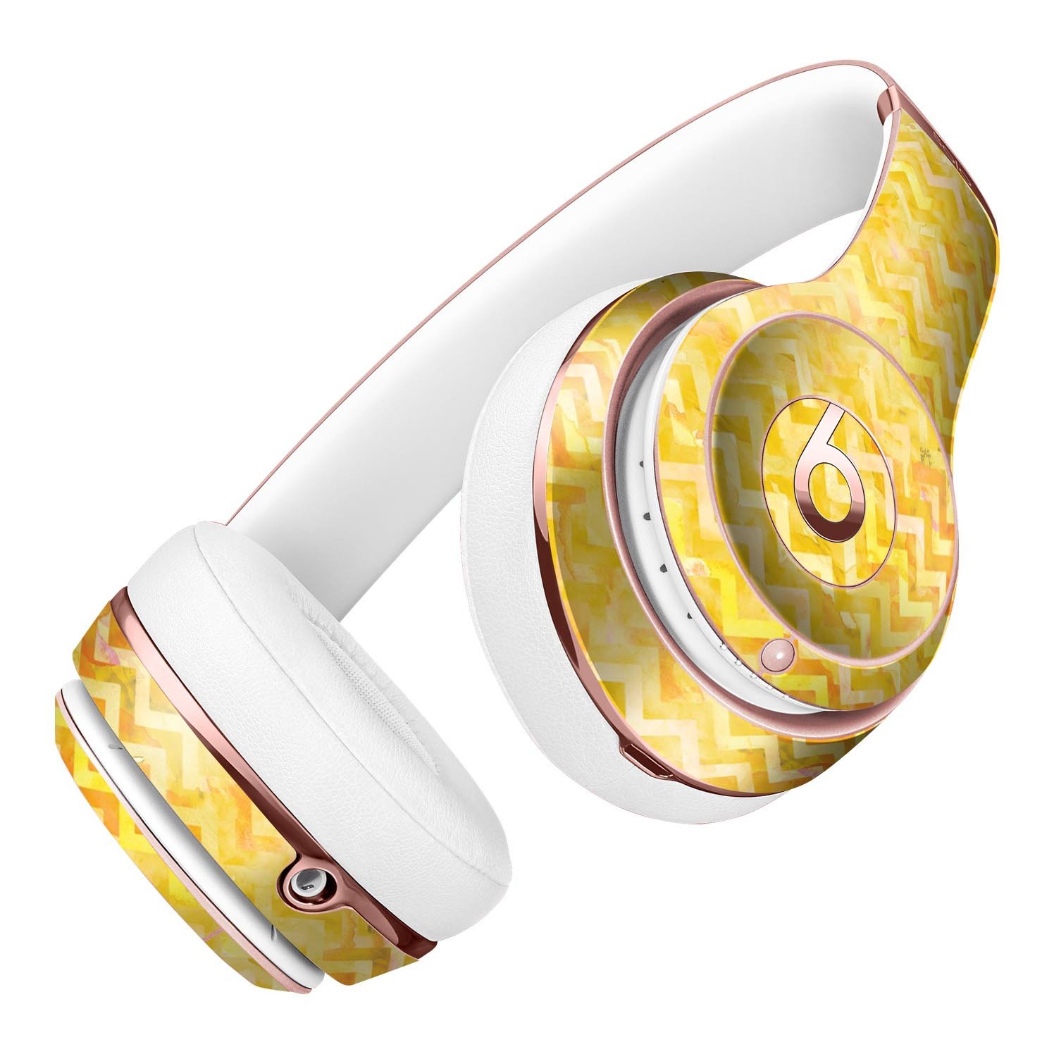 Yellow Multi Watercolor Chevron Full-Body Skin Kit designed for Beats by Dre Solo 3 Wireless Headphones, showcasing vibrant colors and unique pattern.