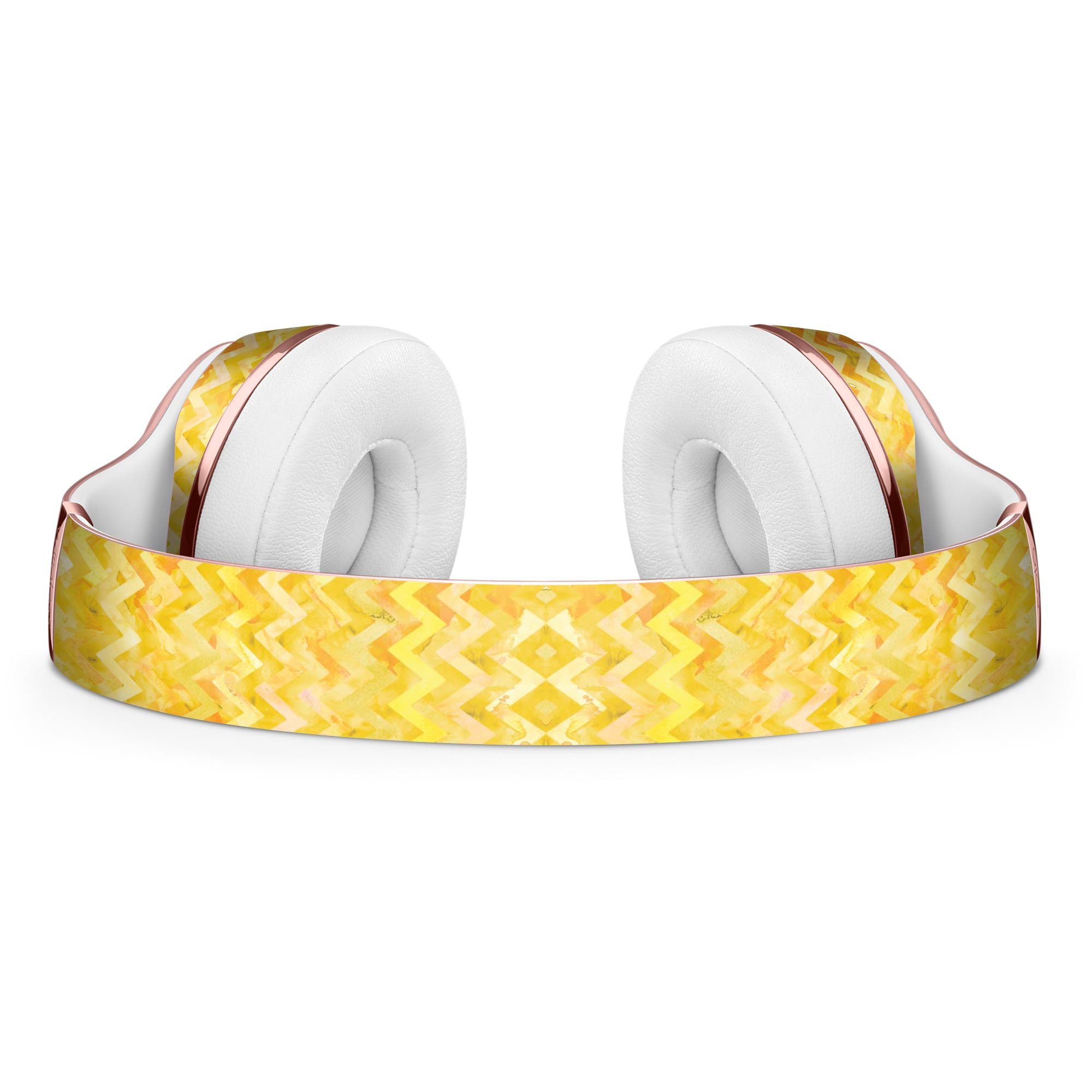 Yellow Multi Watercolor Chevron Full-Body Skin Kit designed for Beats by Dre Solo 3 Wireless Headphones, showcasing vibrant colors and unique pattern.