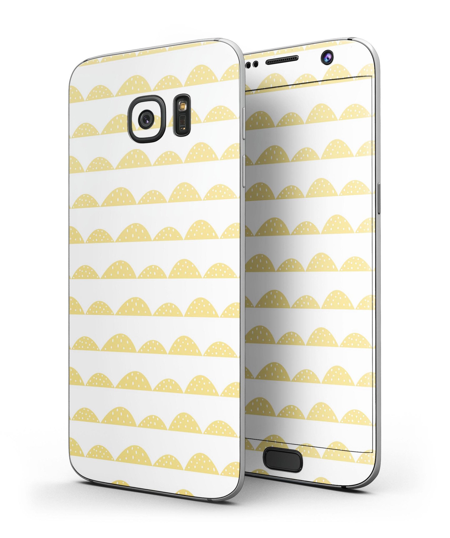 Yellow Rolling Hills Full Body Skin-Kit for Samsung Galaxy S7 and S7 Edge, showcasing vibrant design and premium vinyl material.