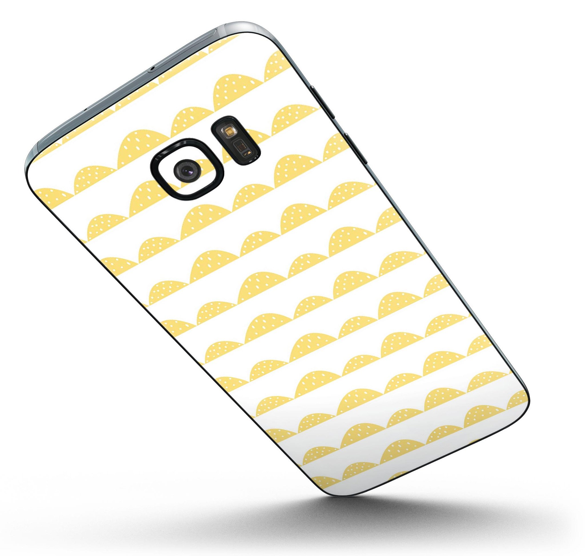 Yellow Rolling Hills Full Body Skin-Kit for Samsung Galaxy S7 and S7 Edge, showcasing vibrant design and premium vinyl material.