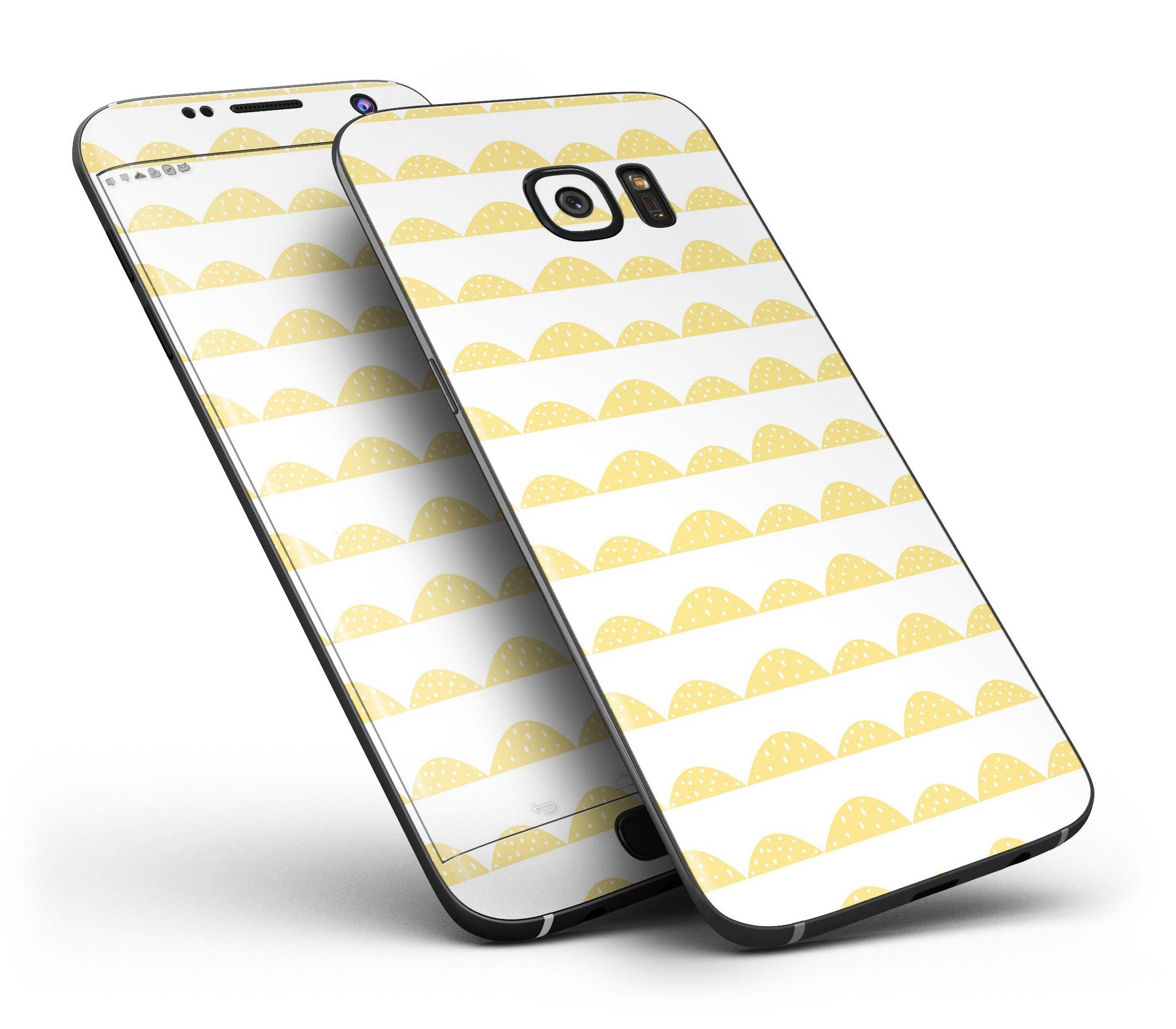 Yellow Rolling Hills Full Body Skin-Kit for Samsung Galaxy S7 and S7 Edge, showcasing vibrant design and premium vinyl material.