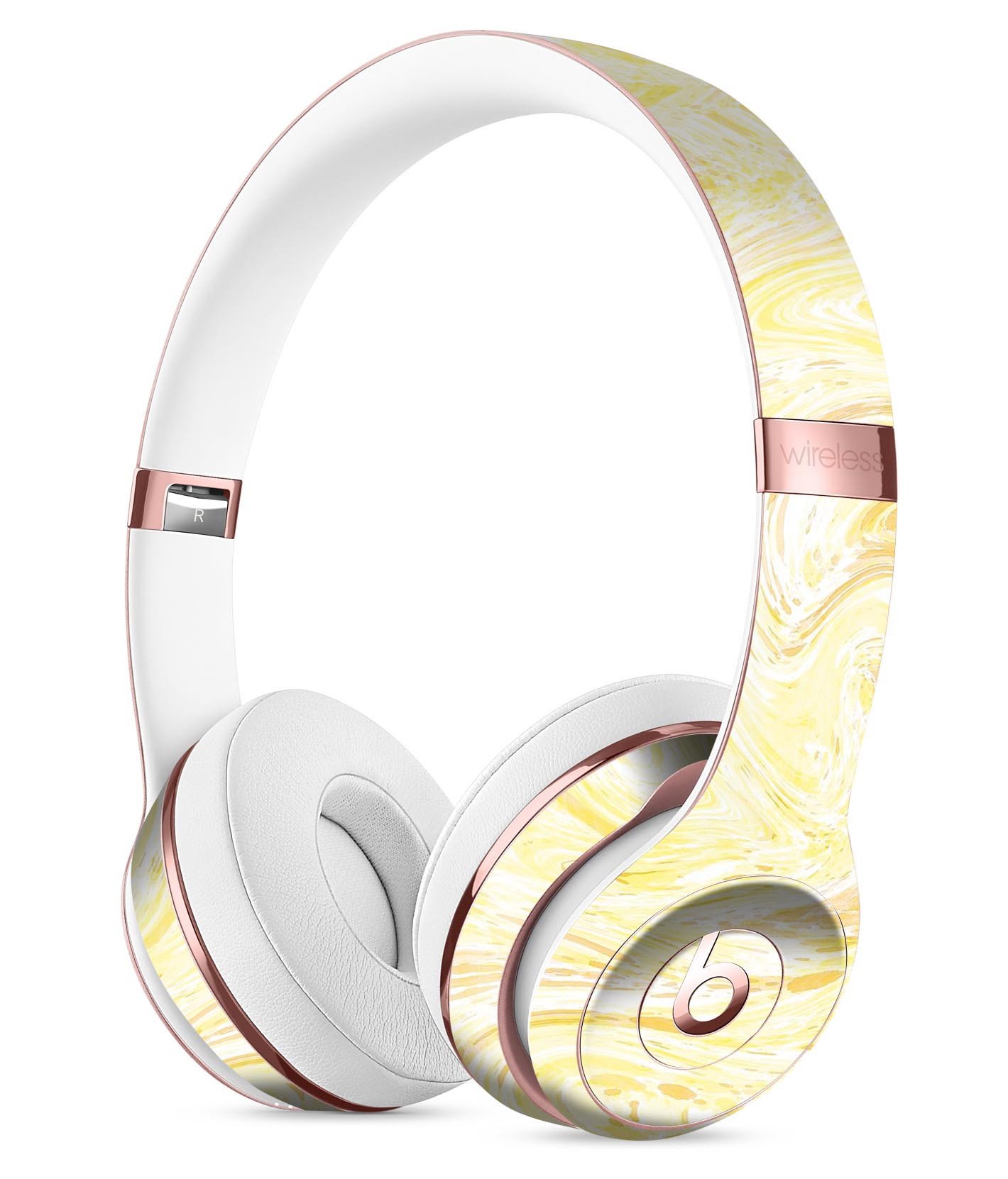 Yellow Slate Marble Skin Kit for Beats by Dre Solo 3 Wireless Headphones, showcasing a stylish marble design.