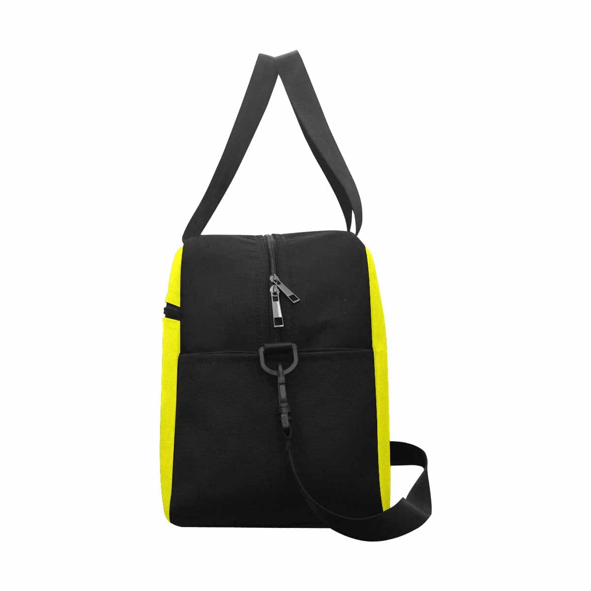 Yellow Tote and Crossbody Travel Bag made from durable nylon, featuring spacious compartments and adjustable strap.