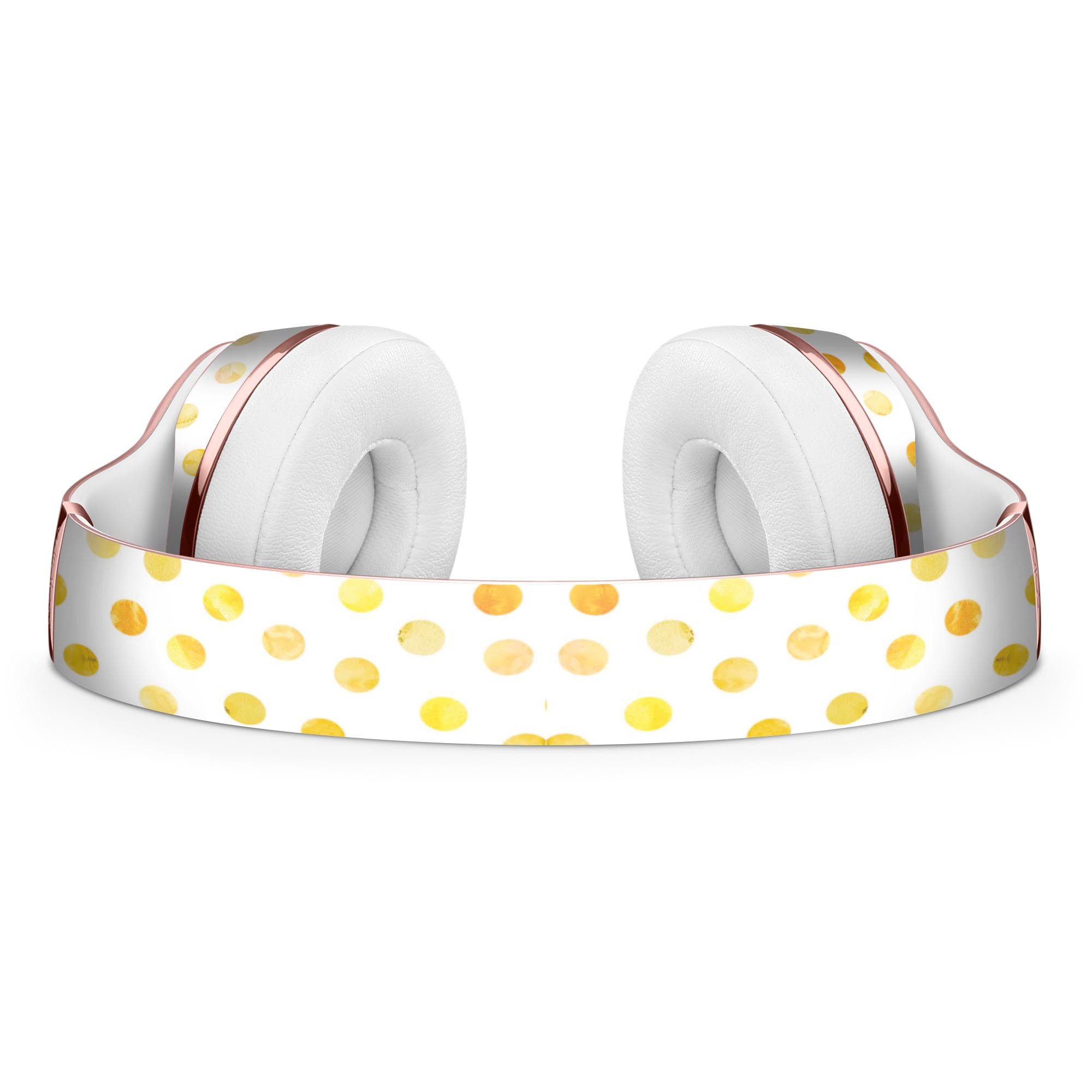 Yellow watercolor dots skin kit for Beats by Dre Solo 3 Wireless Headphones, showcasing vibrant colors and precise cut for a perfect fit.