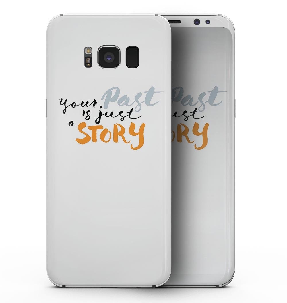 Samsung Galaxy S8 with a stylish full-body skin kit featuring a unique design, showcasing its sleek profile and vibrant colors.