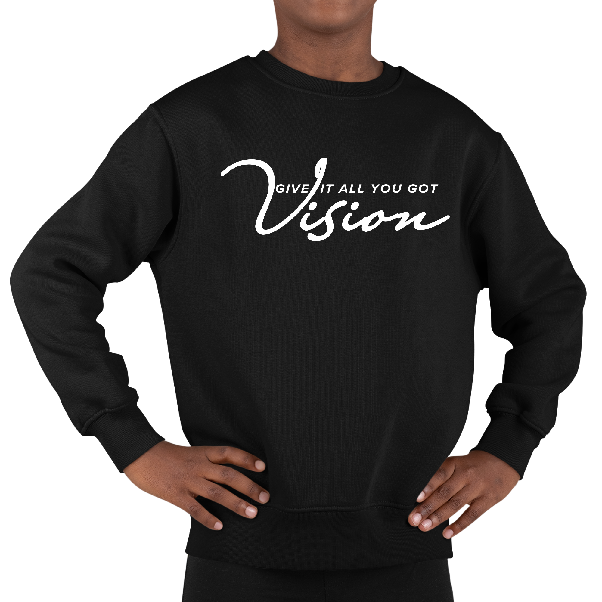 Youth Graphic Sweatshirt Vision featuring a stylish design, long sleeves, and ribbed collar, perfect for boys' casual wear.