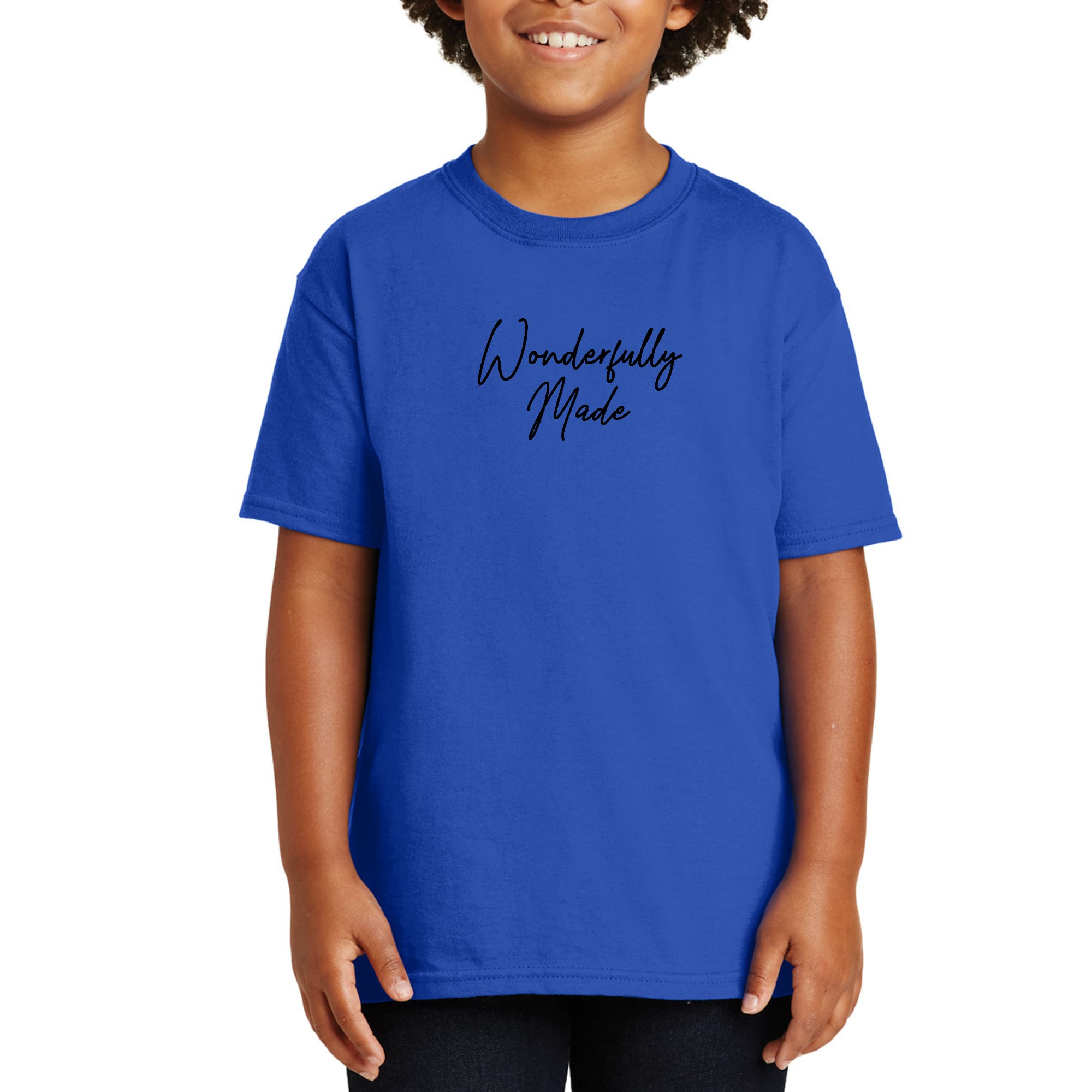 Youth Short Sleeve Graphic T-shirt featuring a stylish black illustration, made from soft preshrunk cotton for comfort and durability.