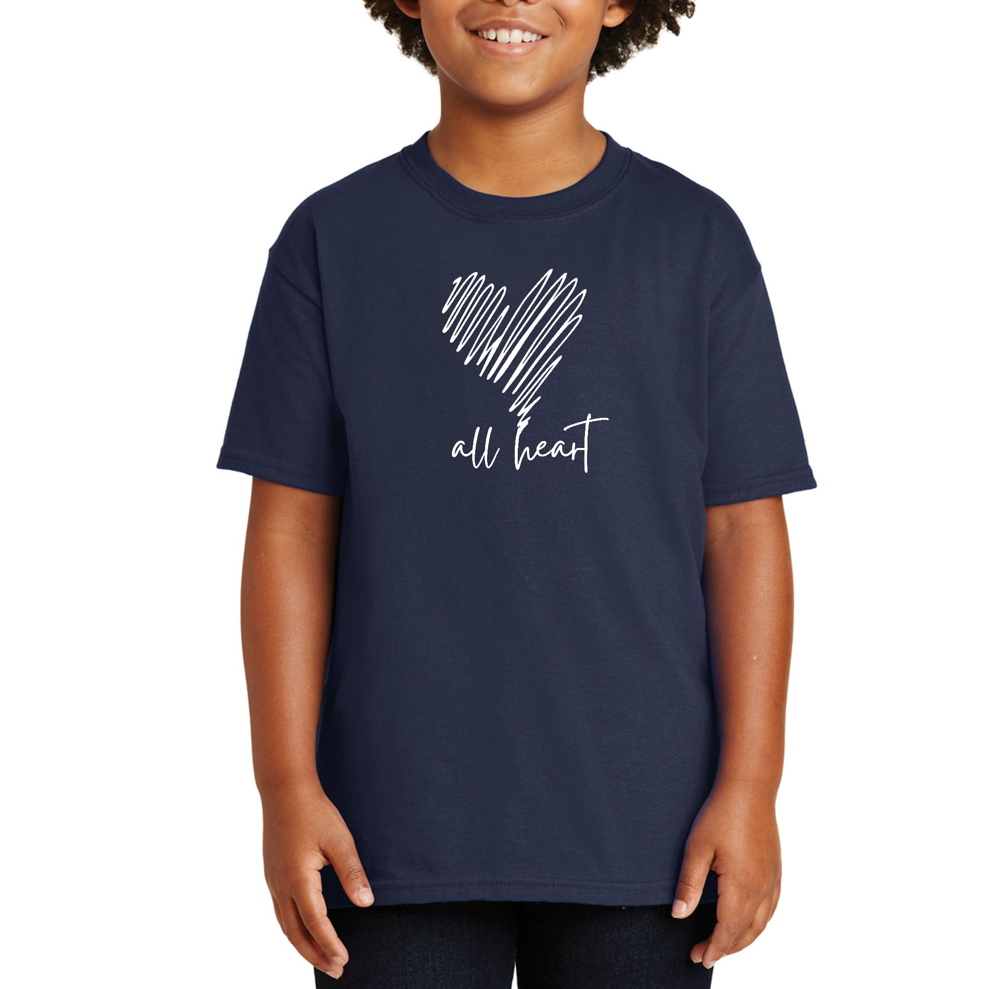 Youth Short Sleeve T-shirt featuring All Heart Line Art Print, made from soft cotton with a unisex fit.