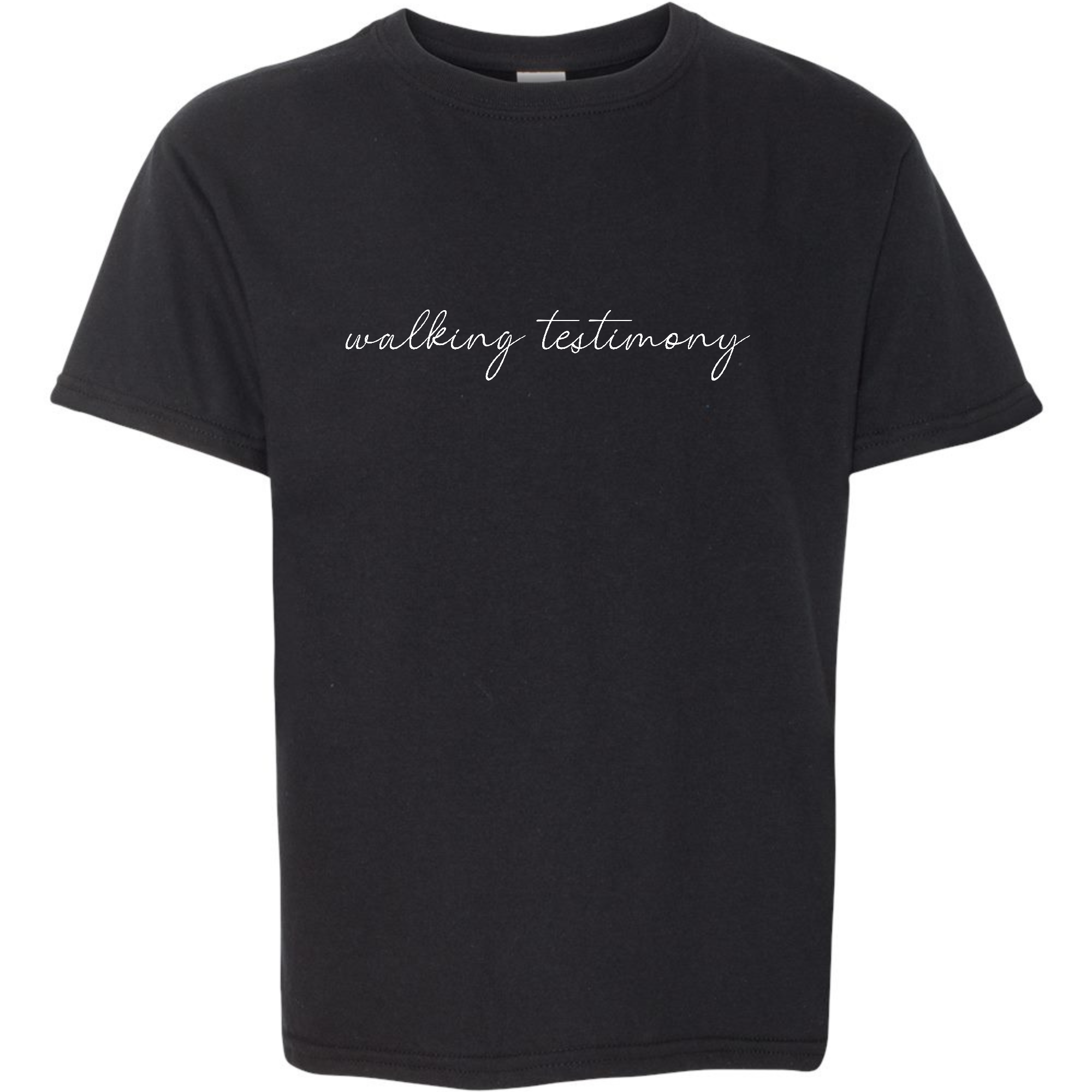 Youth short sleeve t-shirt featuring Say It Soul Walking Testimony illustration, made from soft preshrunk cotton.