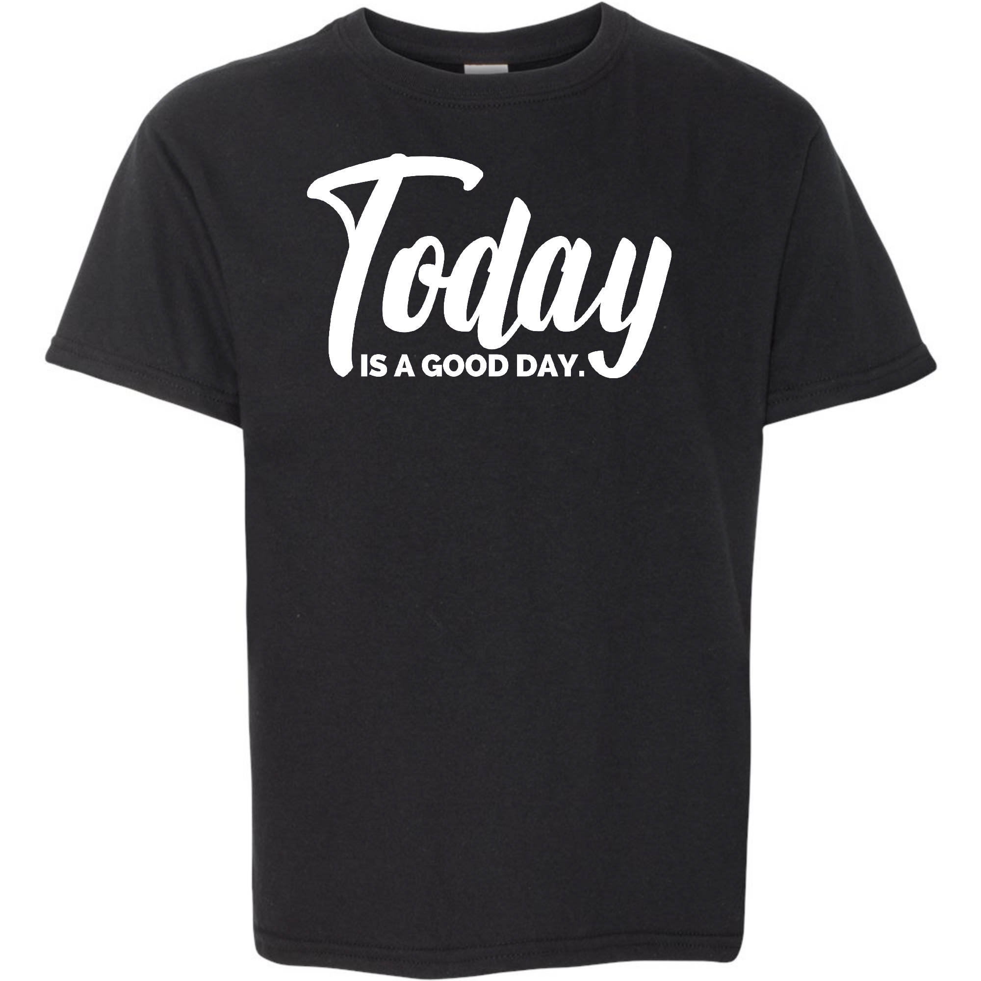 Youth Short Sleeve T-shirt featuring 'Today is a Good Day' graphic, made from soft preshrunk cotton with a classic fit.