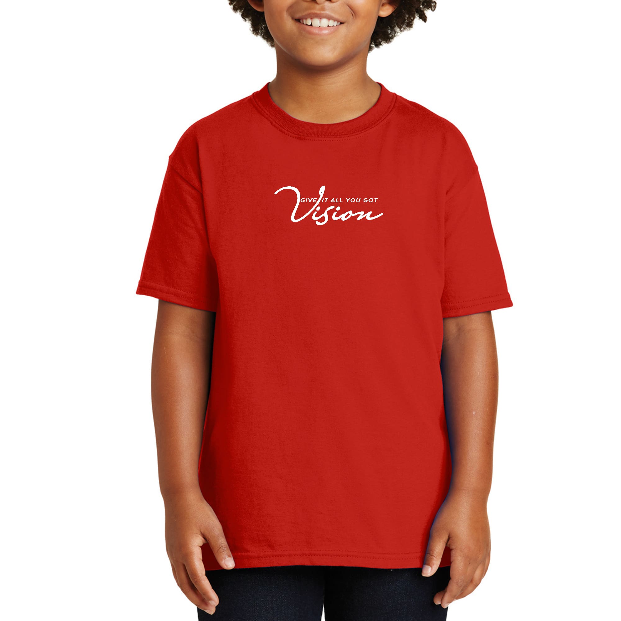 Youth Short Sleeve T-shirt Vision featuring a graphic design, made from soft preshrunk cotton, suitable for men and women.