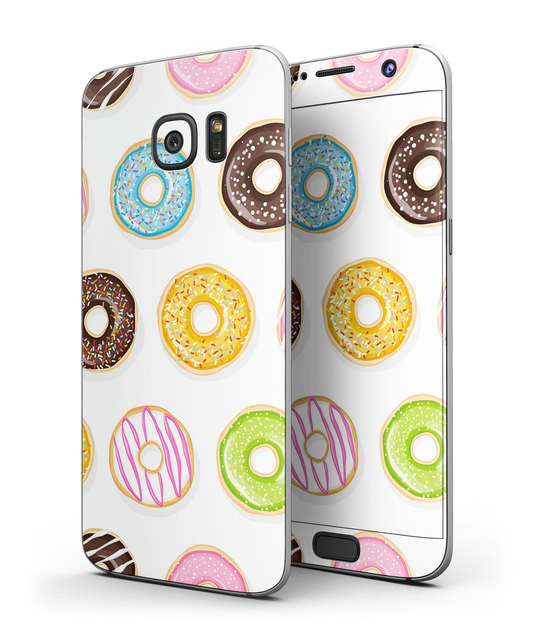 Yummy Colored Donuts Full Body Skin-Kit for Samsung Galaxy S7, showcasing vibrant colors and premium vinyl material.