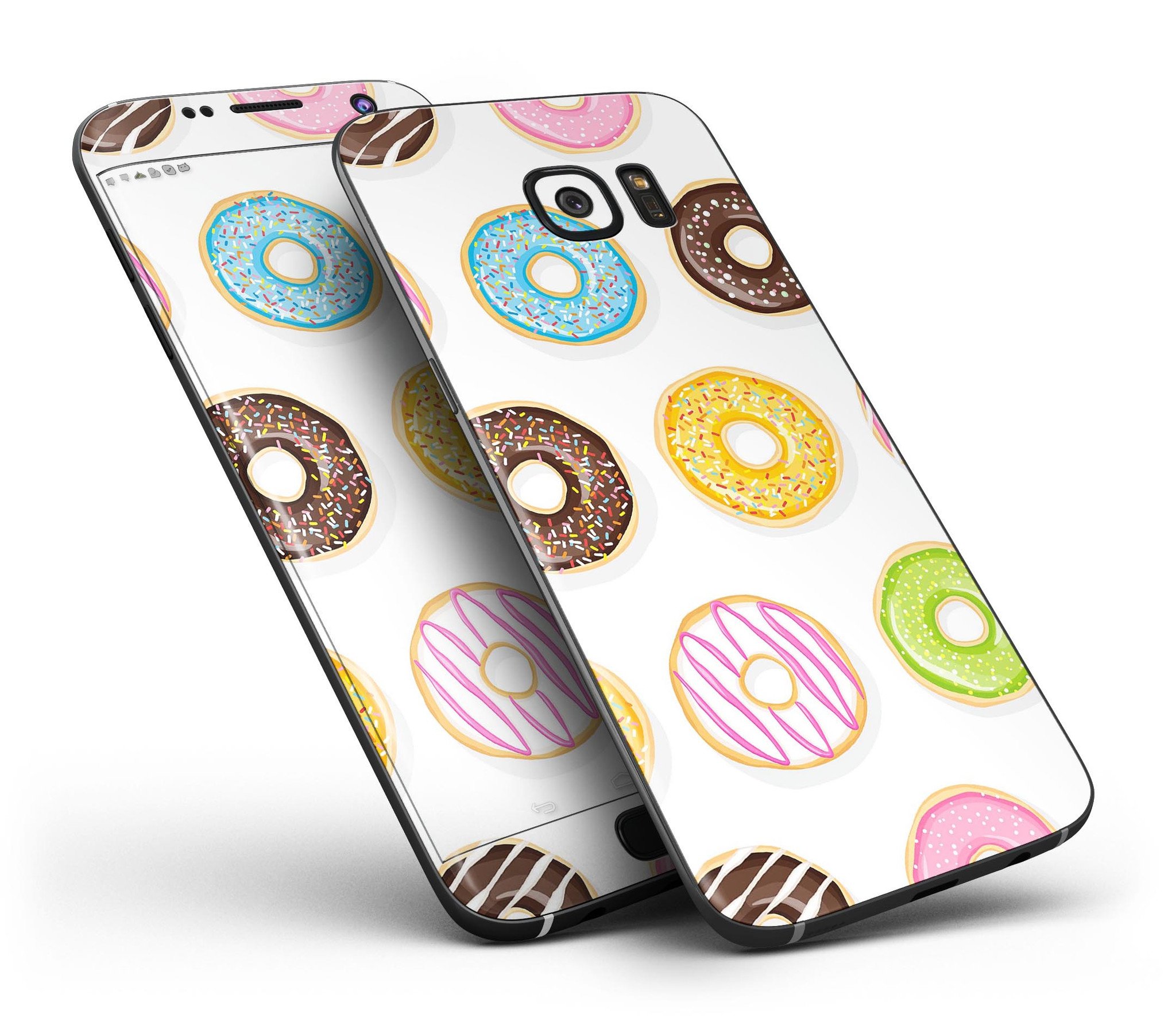 Yummy Colored Donuts Full Body Skin-Kit for Samsung Galaxy S7, showcasing vibrant colors and premium vinyl material.