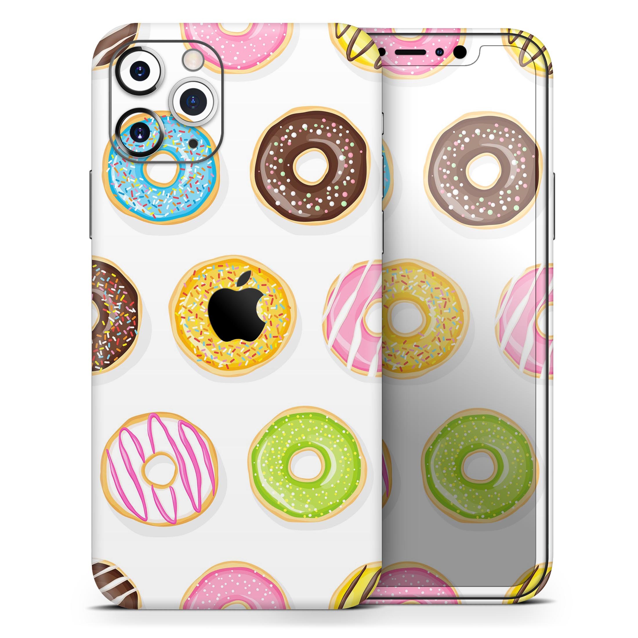 Colorful Yummy Colored Donuts skin for Apple iPhone 14, showcasing vibrant design and premium vinyl material.