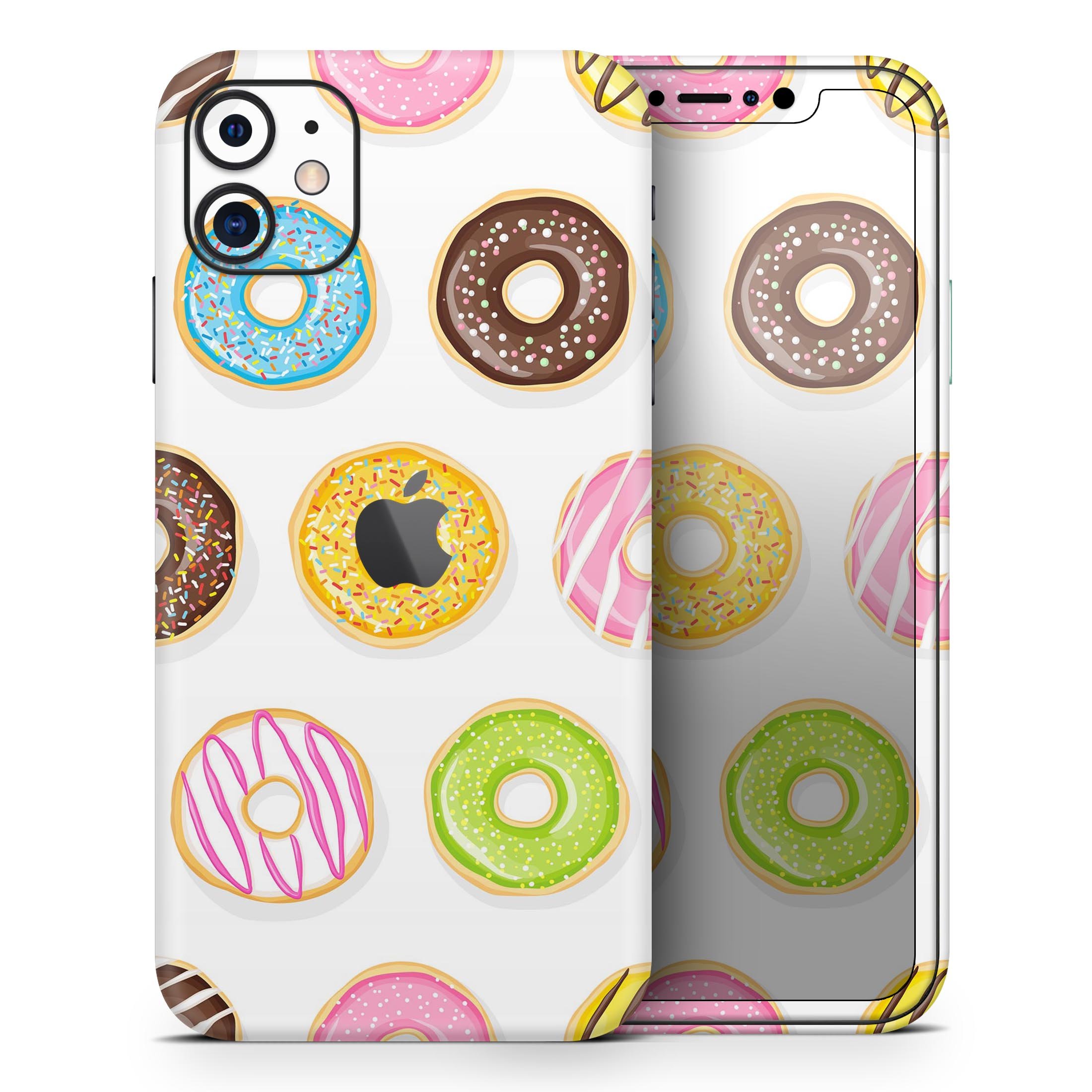 Colorful Yummy Colored Donuts skin for Apple iPhone 14, showcasing vibrant design and premium vinyl material.