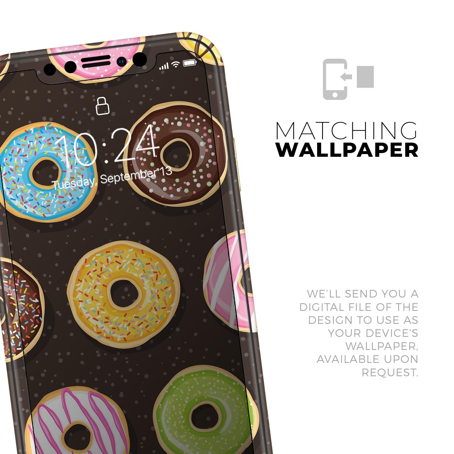 Colorful Yummy Colored Donuts skin for Apple iPhone, showcasing vibrant designs and a sleek finish.